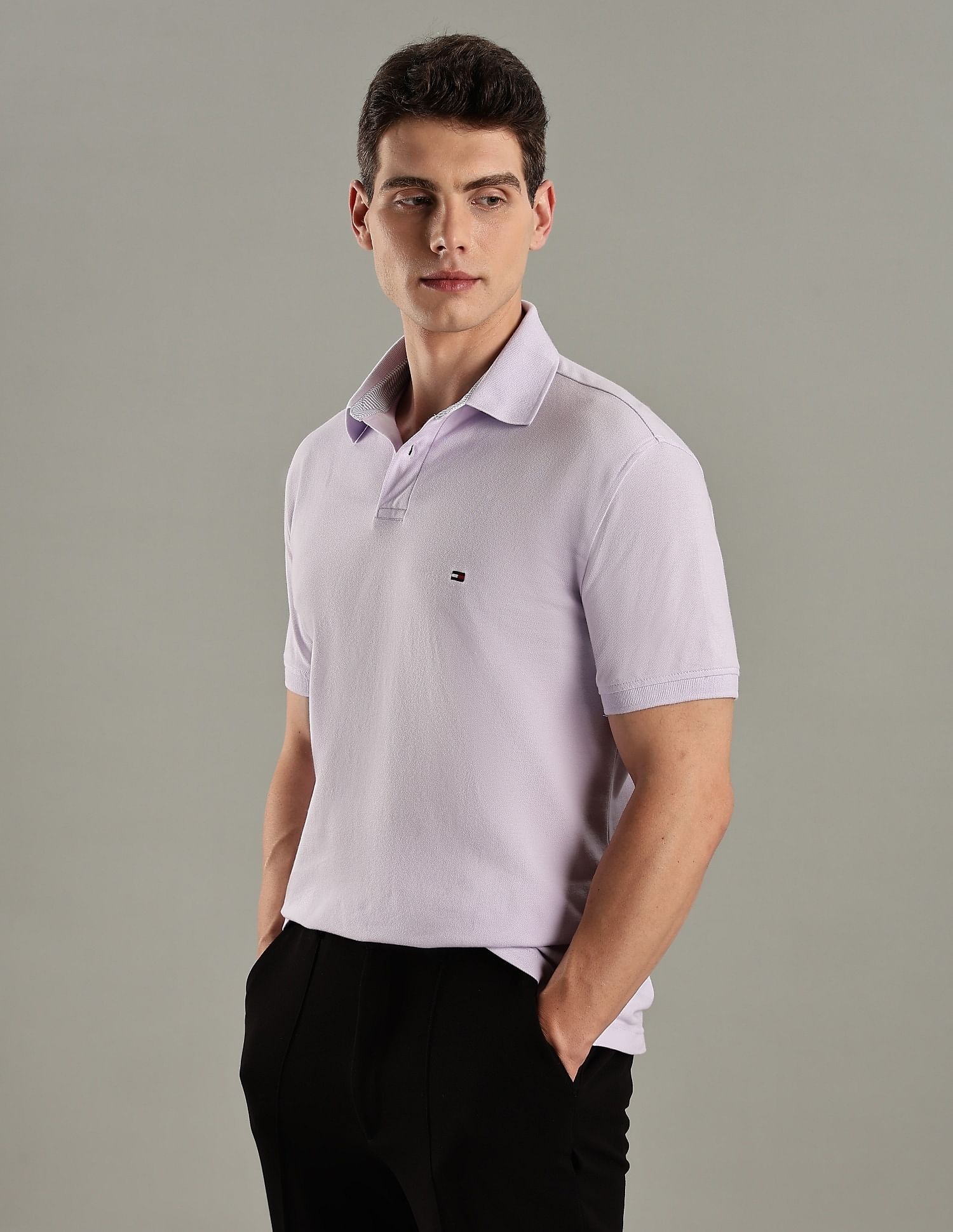 Tommy Hilfiger Solid Regular-Fit Cotton Polo T-Shirt