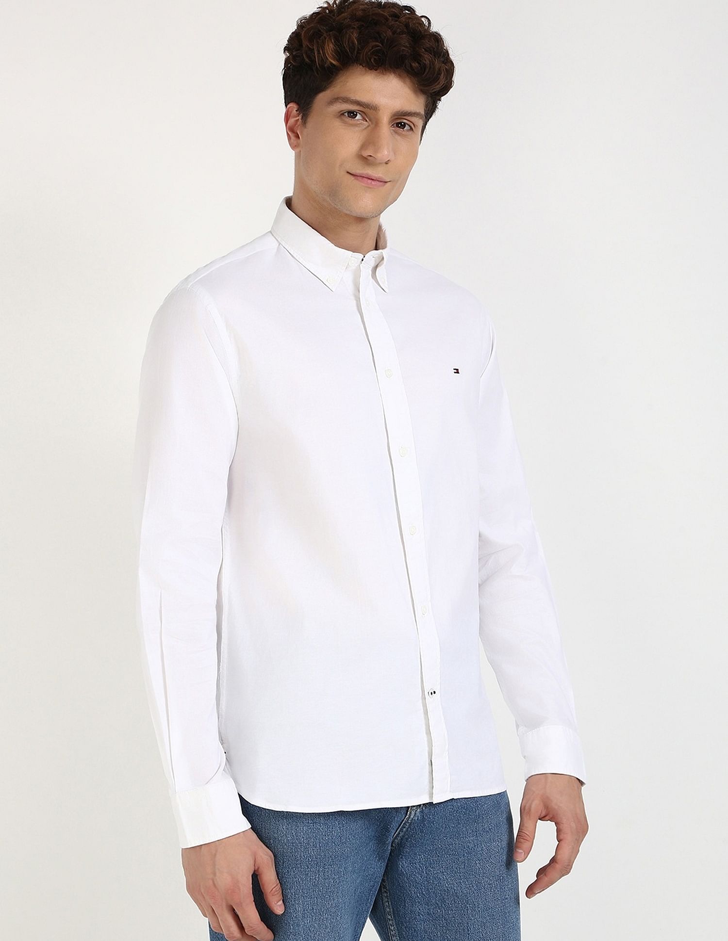 Tommy Hilfiger Solid Regular-Fit Cotton Shirt