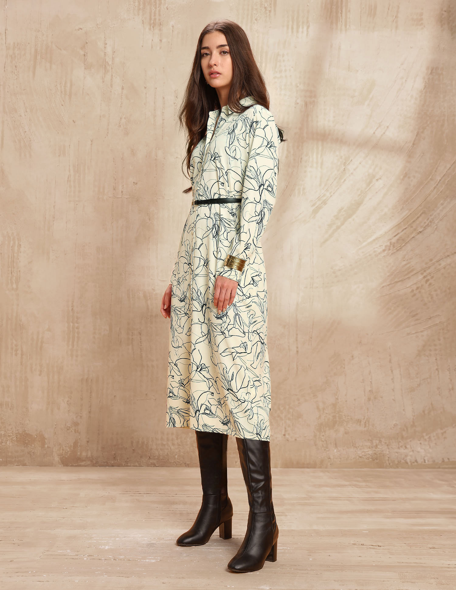 U.S. Polo Assn. Women Abstract Printed Midi Shirt Dress