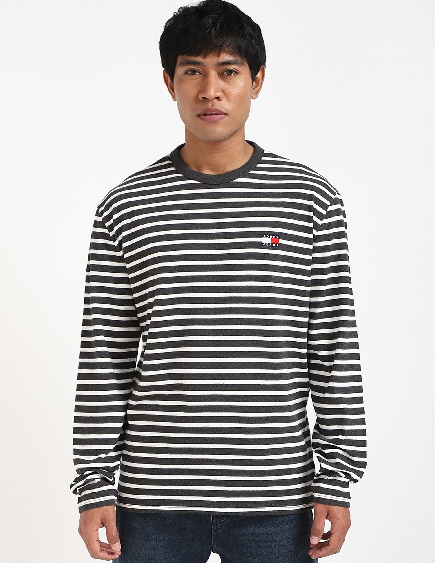 Tommy Hilfiger Logo Striped Regular-Fit Cotton T-Shirt