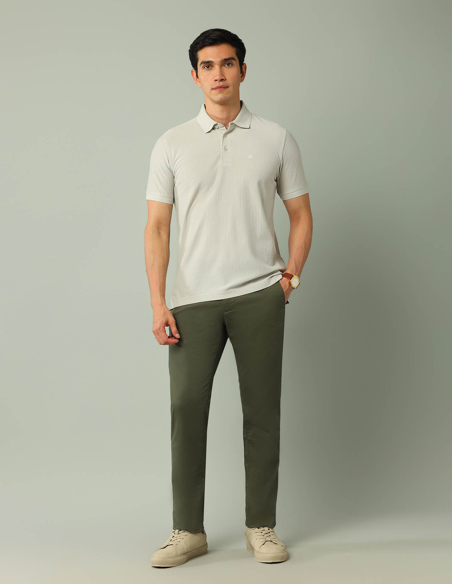 Arrow Textured Pure Cotton Polo Shirt