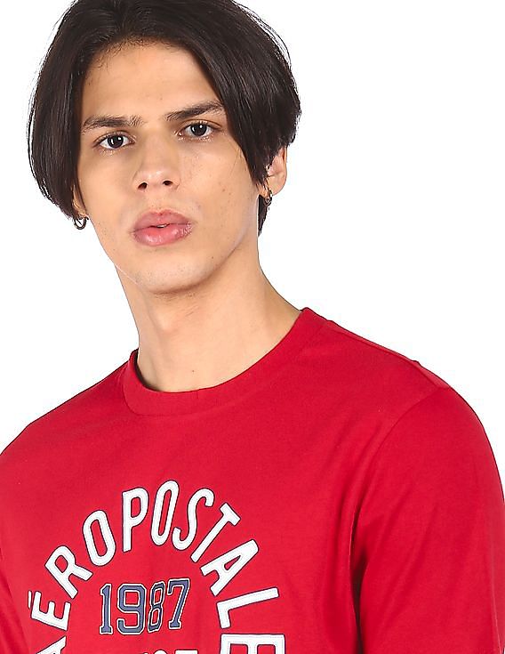 Buy Aeropostale Men Red Crew Neck Brand Print T-Shirt - NNNOW.com