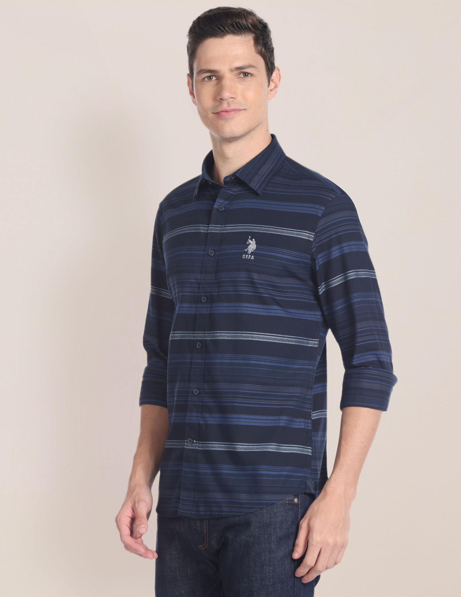 U.S. Polo Assn. Cutaway Collar Horizontal Stripe Shirt