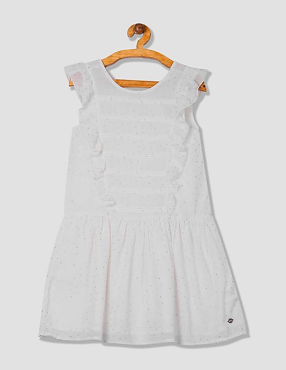 U.S. Polo Assn. Kids Girls Ruffle Trim Foil Print Dress
