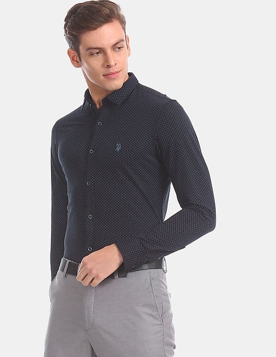 Buy USPA Tailored Men Men Navy Slim Fit 