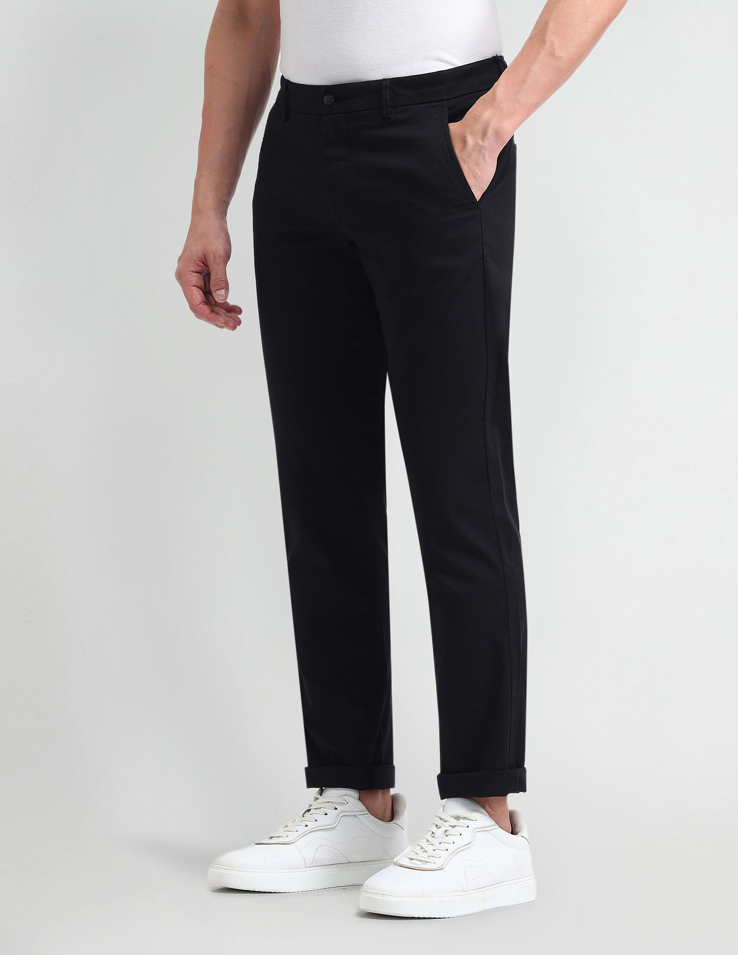 Arrow Sport Slim Fit Flat Front Trousers