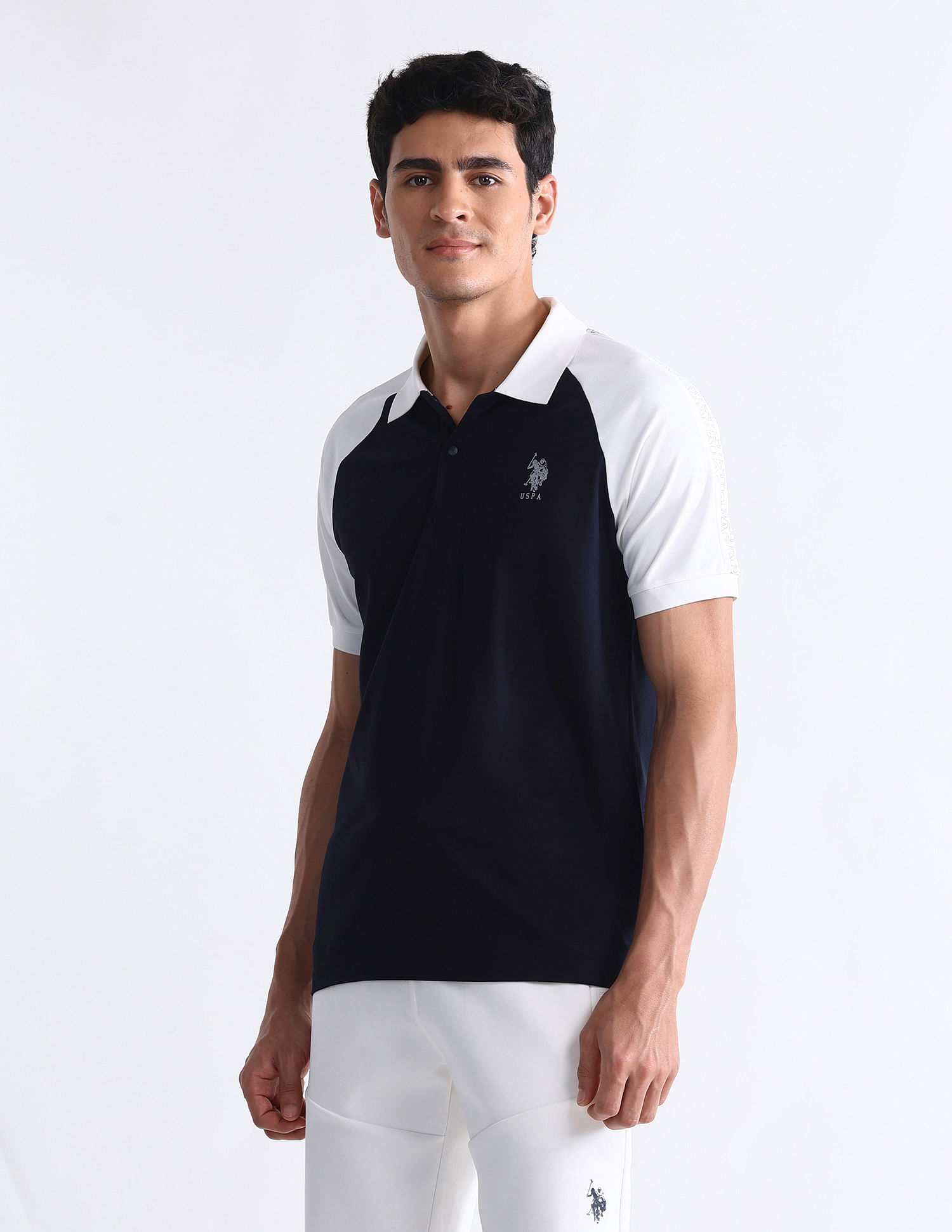 USPA Active Colourblocked Slim Fit Polo Shirt