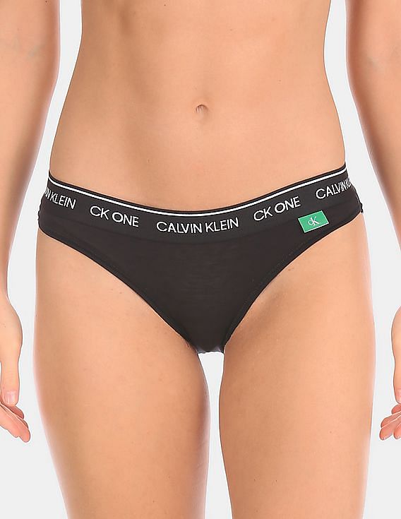 Buy Calvin Klein Underwear Women Black CK One Mid Rise Solid Stretch Bikini  Briefs - NNNOW.com
