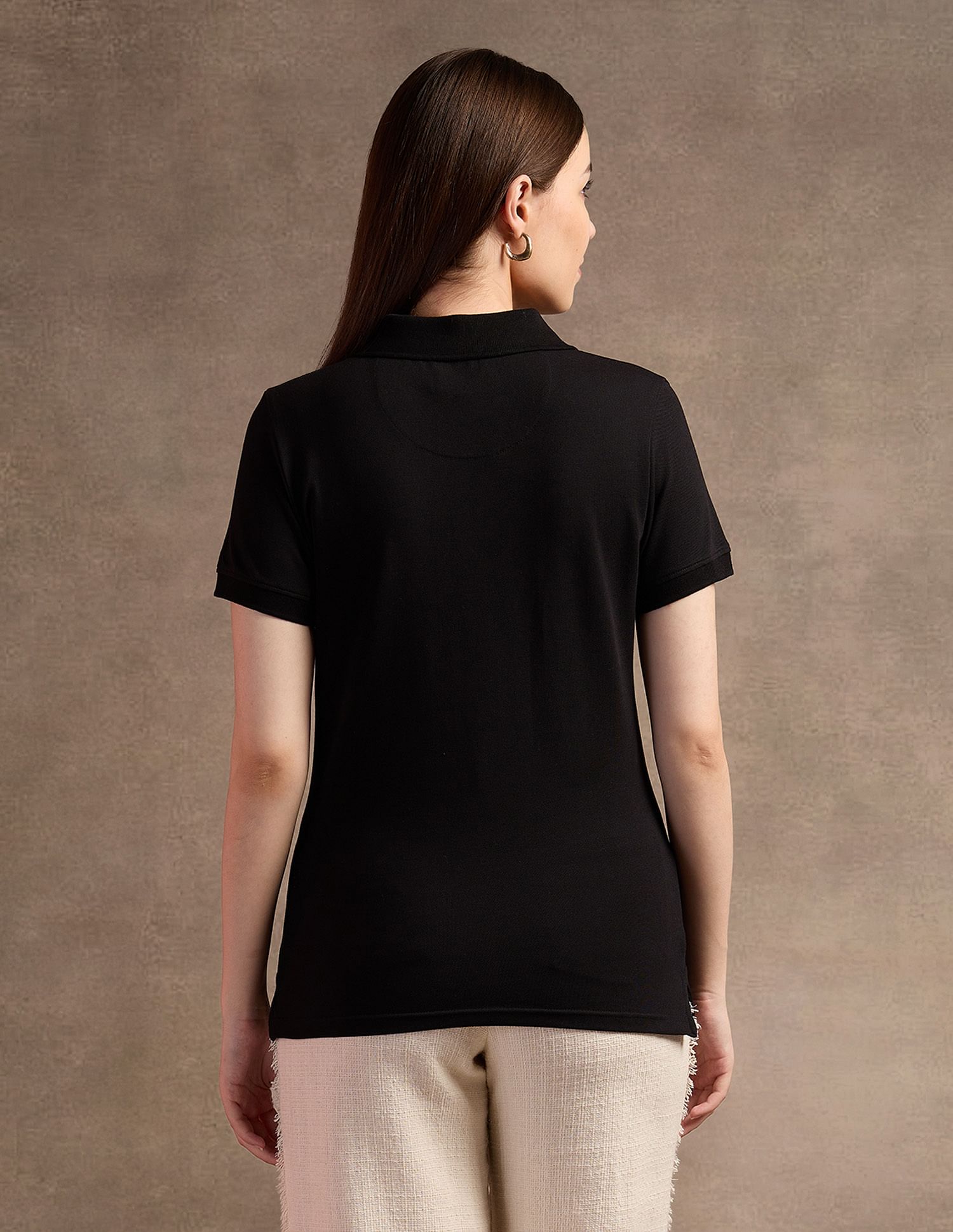 U.S. Polo Assn. Women Embroidered Logo Solid Polo Shirt