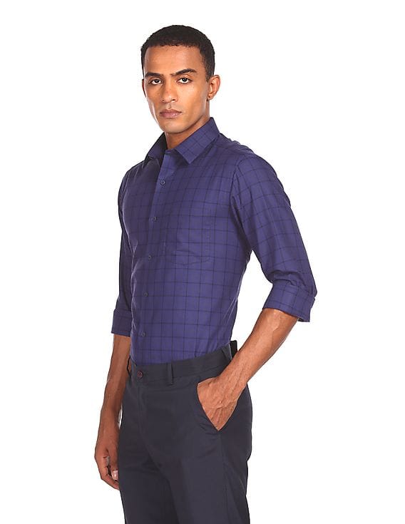 Buy Arrow Newyork Men Purple Slim Fit 