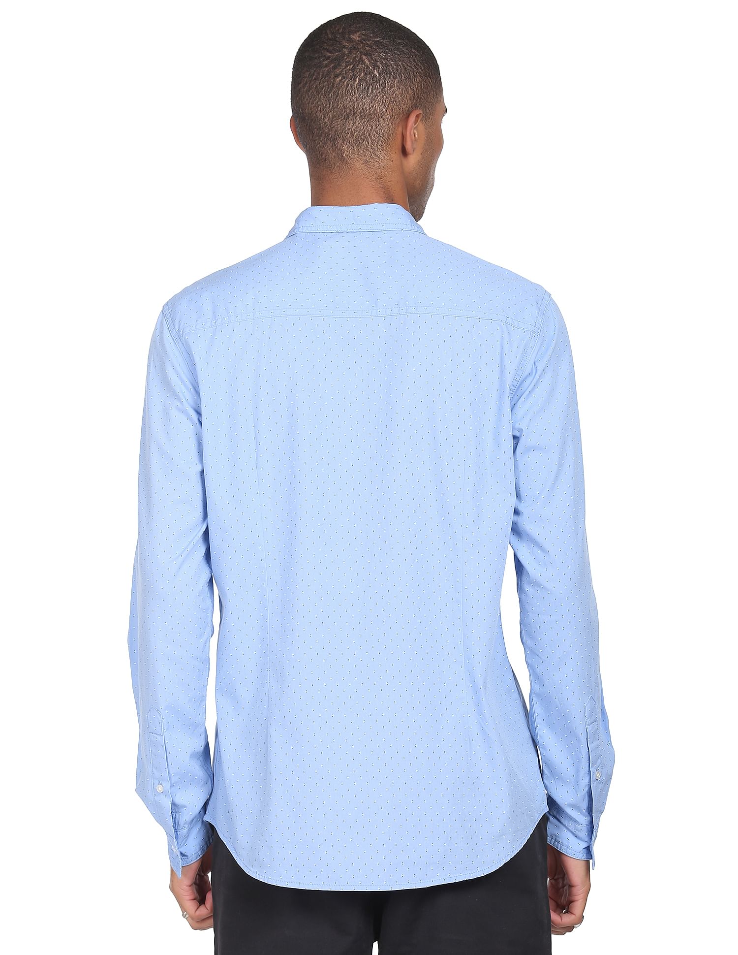 Flying Machine Barrel Cuff Geometric Print Shirt