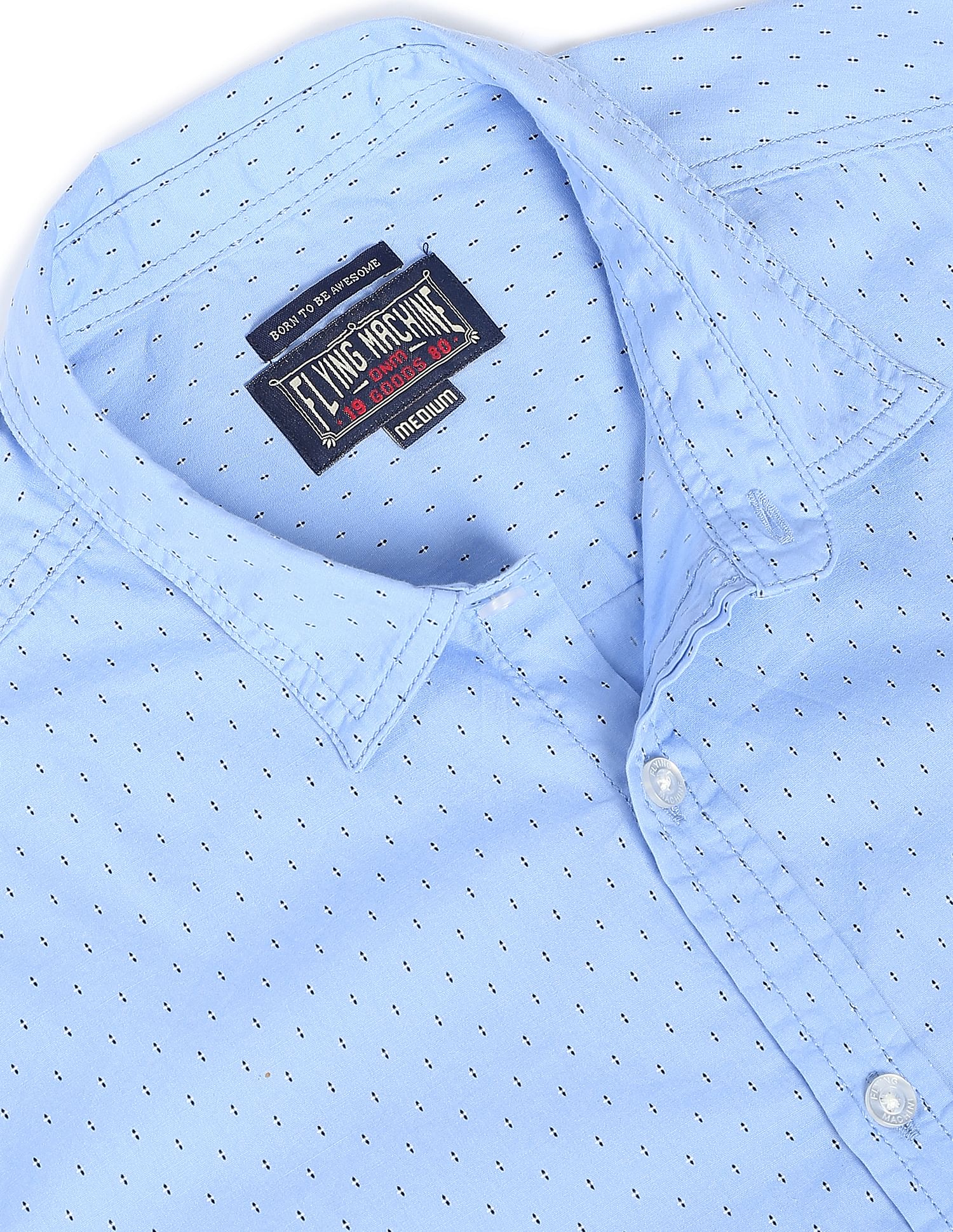 Flying Machine Barrel Cuff Geometric Print Shirt