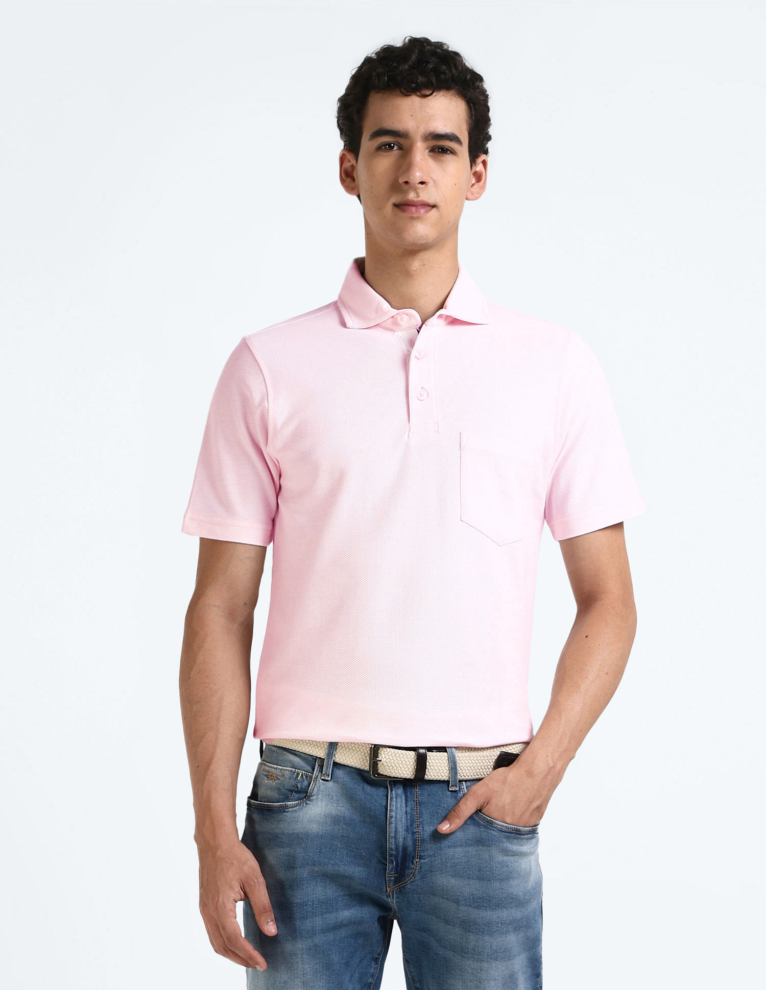 Flying Machine Cotton Solid Polo Shirt