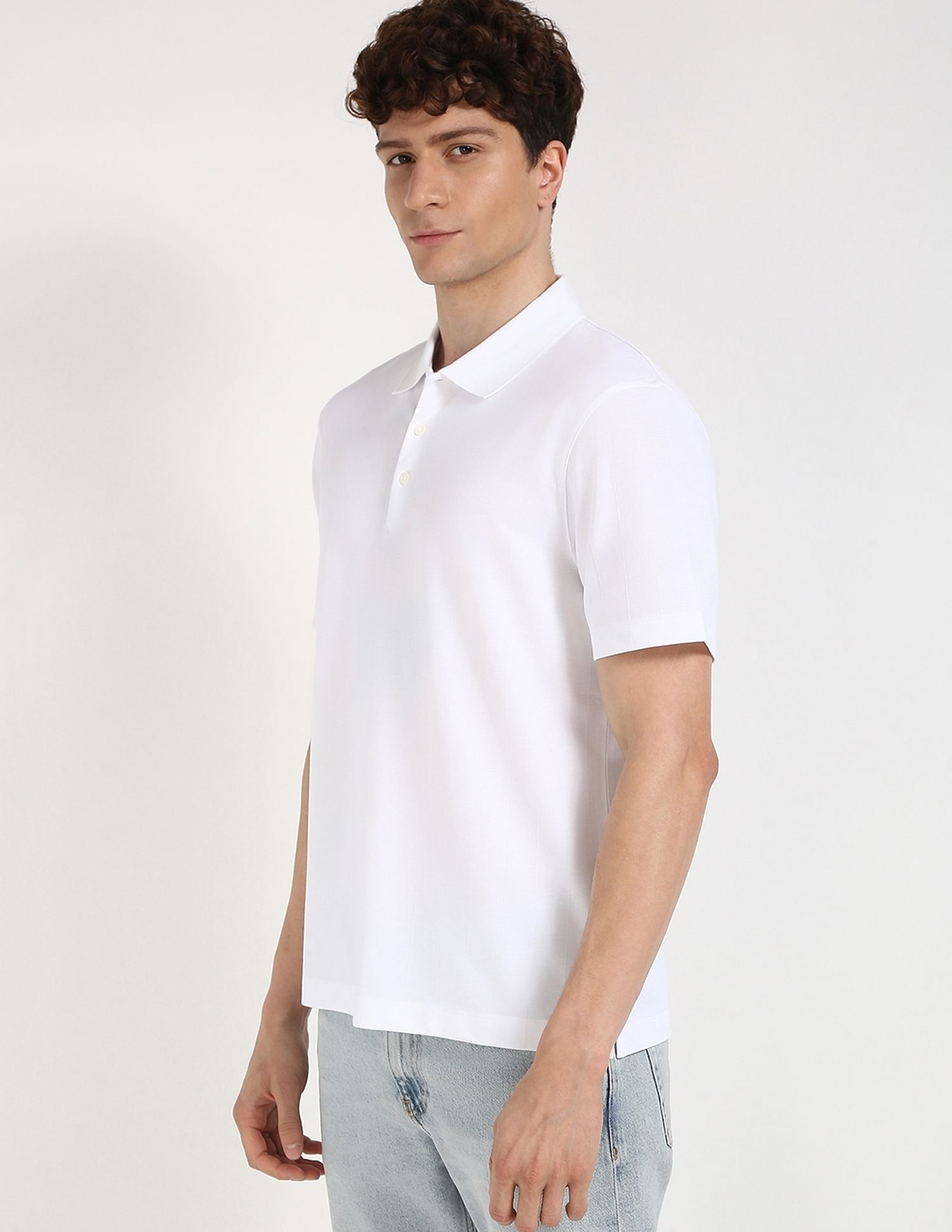 Calvin Klein Jeans Self Design Regular-Fit Polyester Polo T-Shirt