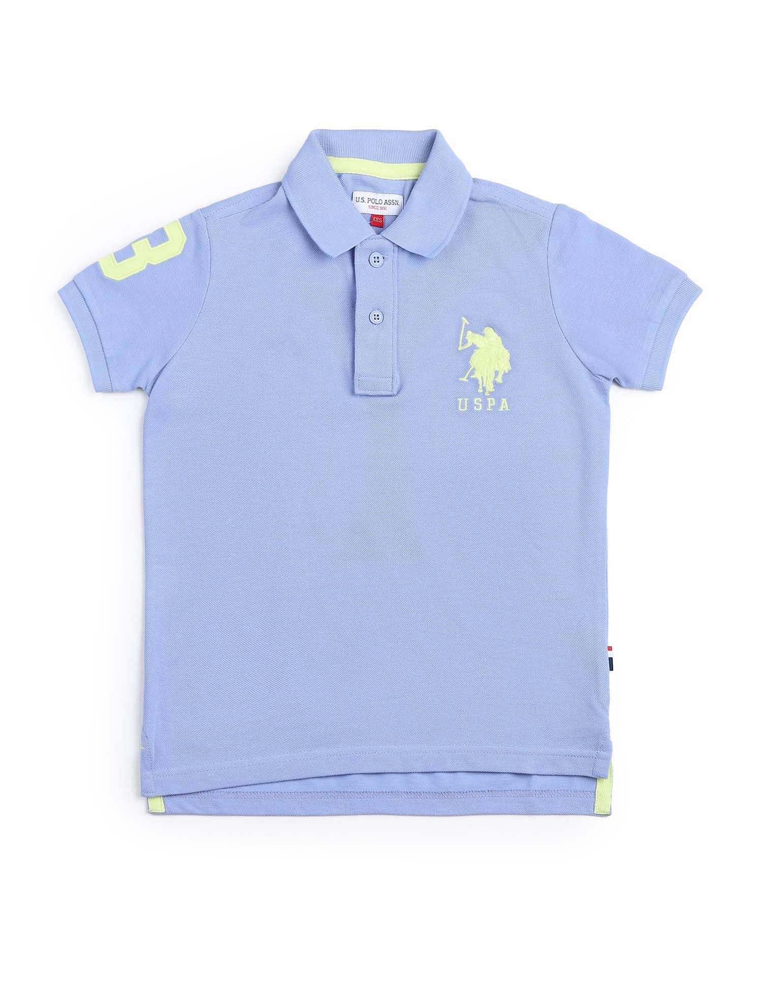 U.S. Polo Assn. Kids Boys Numeric Applique Solid Polo Shirt