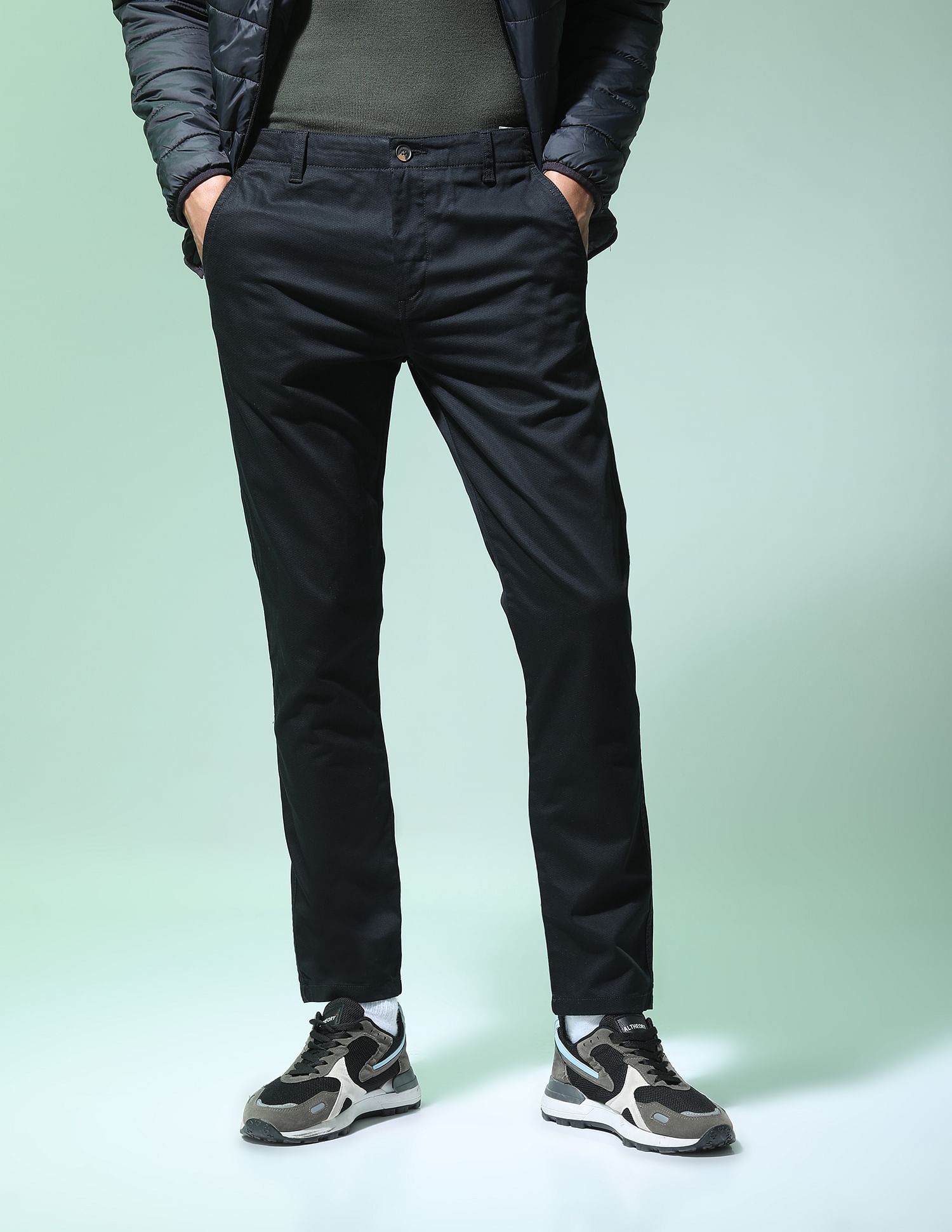 Flying Machine Twill Geometric Print Trousers