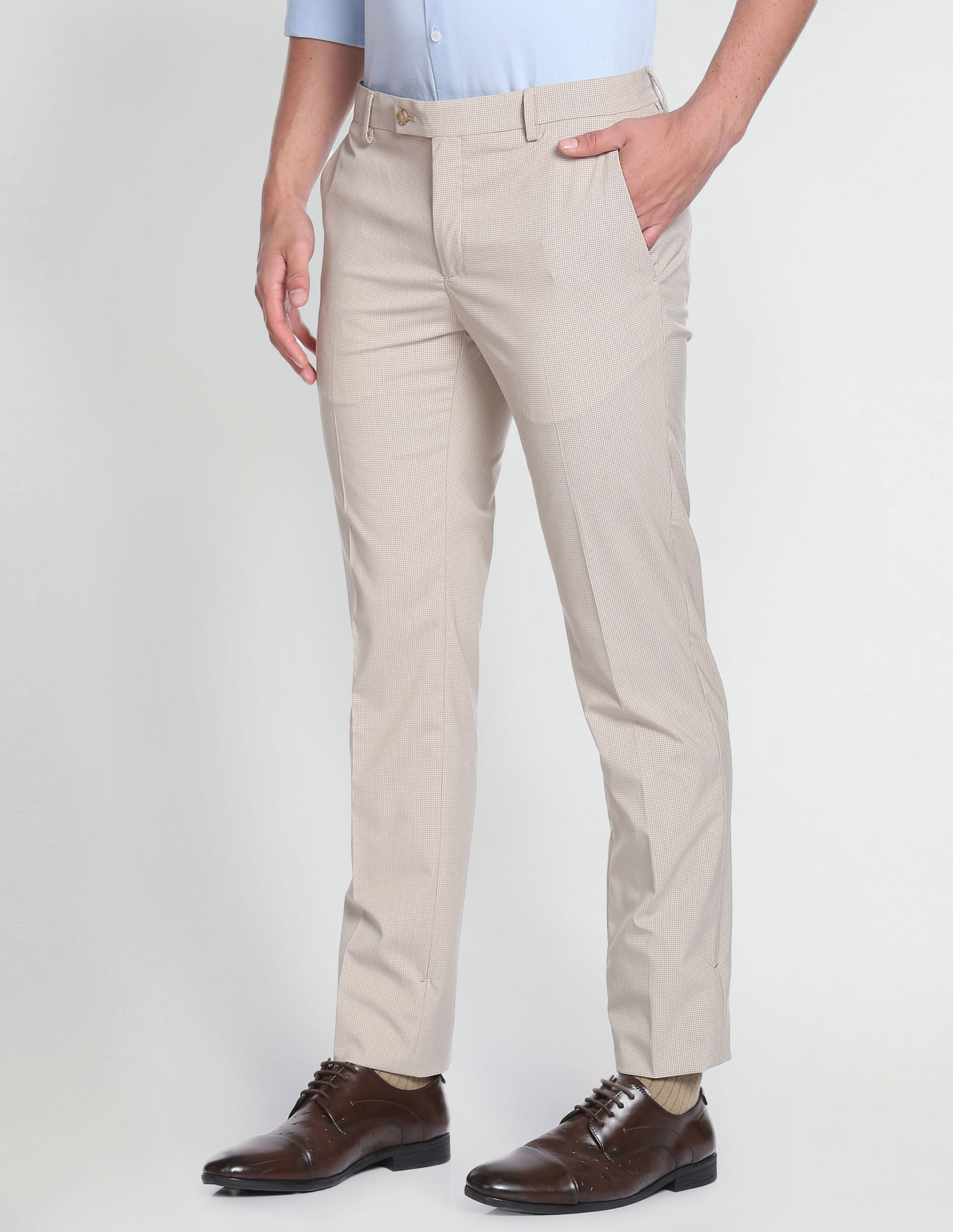 Arrow Geometric Dobby Smart Flex Formal Trousers