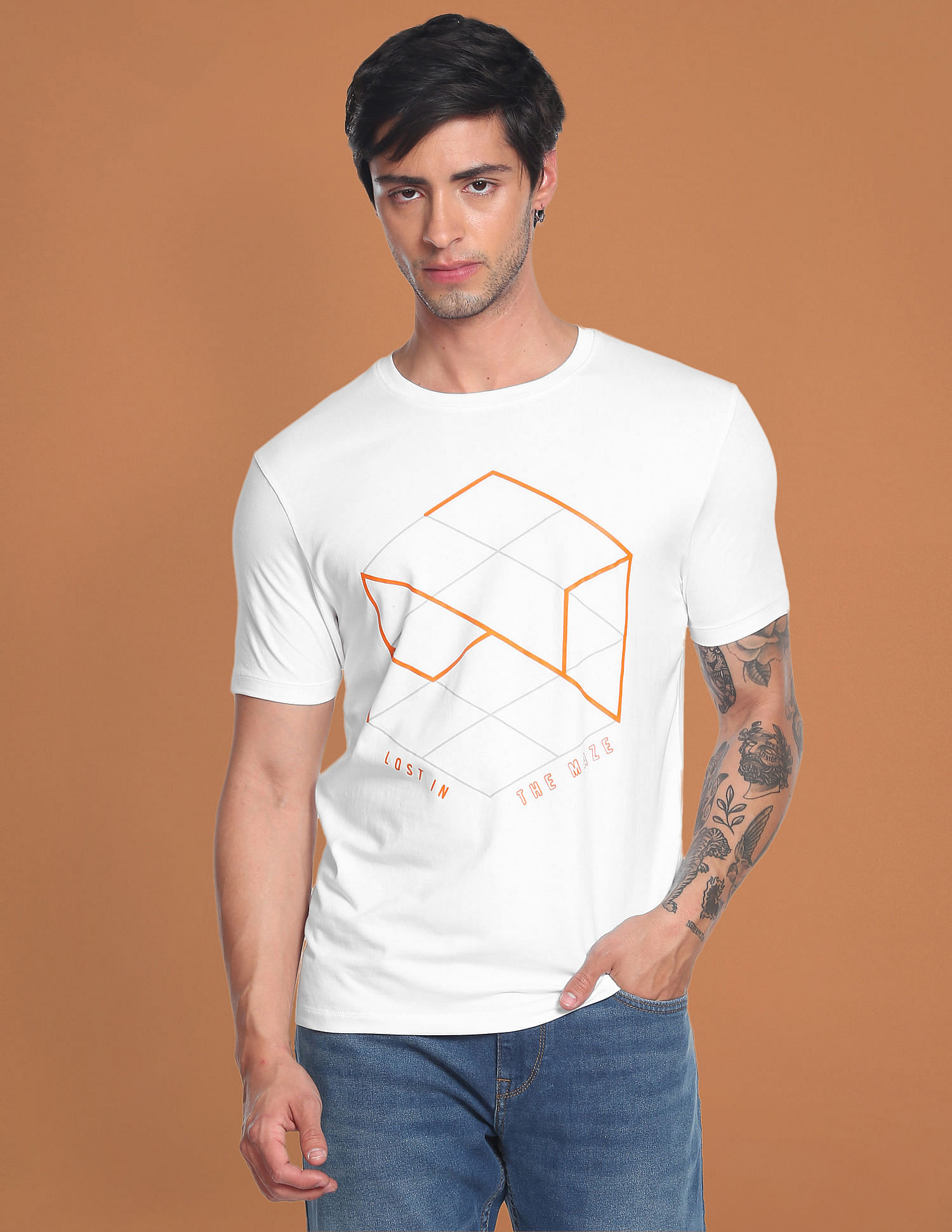 Flying Machine Slim Fit Graphic Print T-Shirt