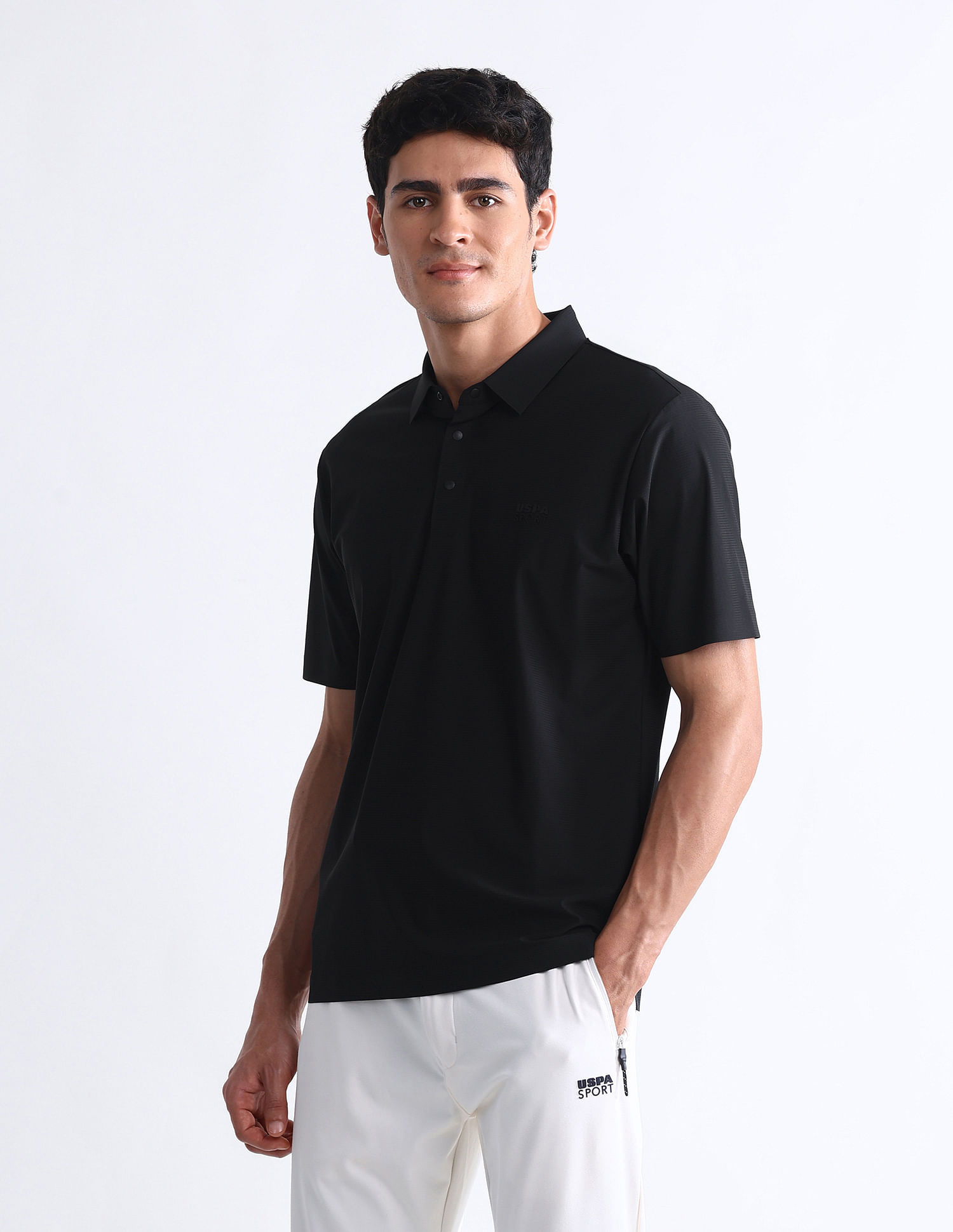 USPA Active Textured Slim Fit Polo Shirt