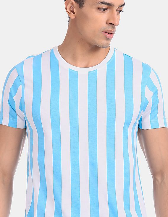 blue and white line t shirt