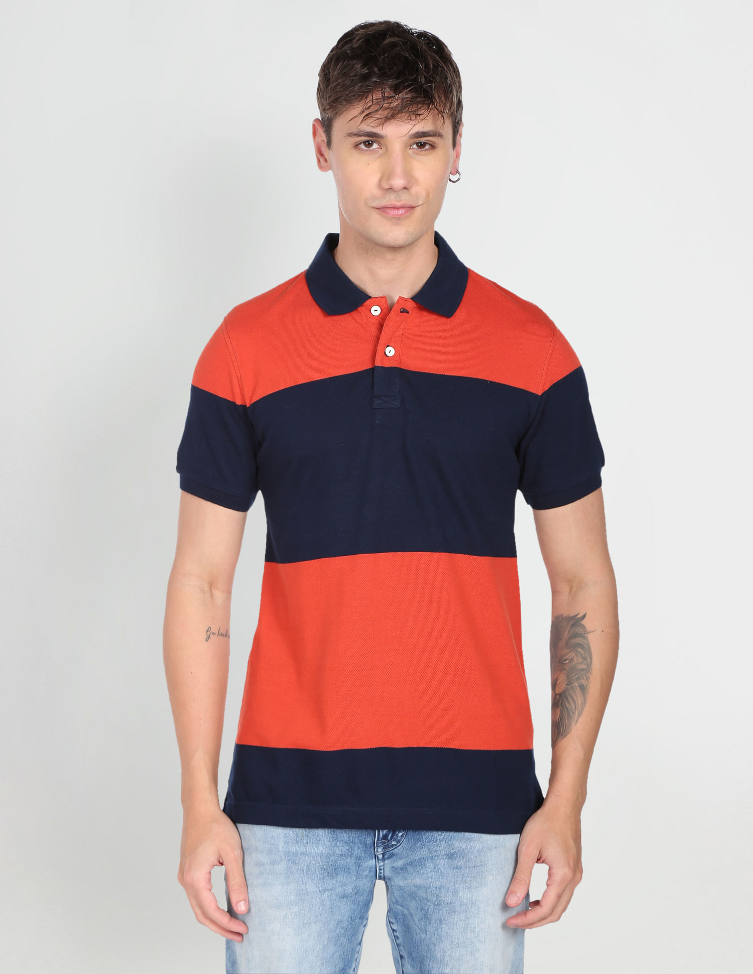 Flying Machine Colour Block Pique Polo Shirt