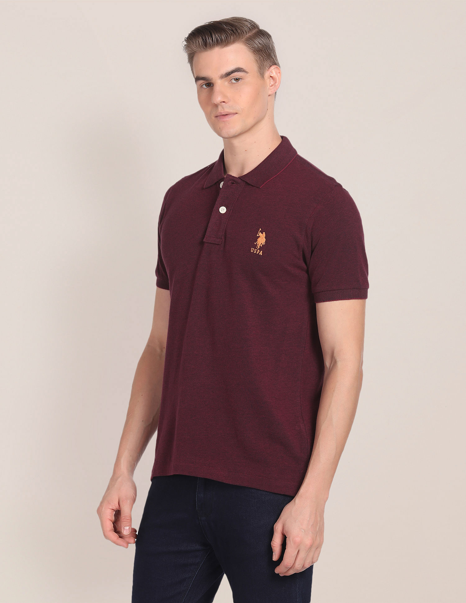 Tommy Hilfiger Maroon Solid Polo T-Shirt