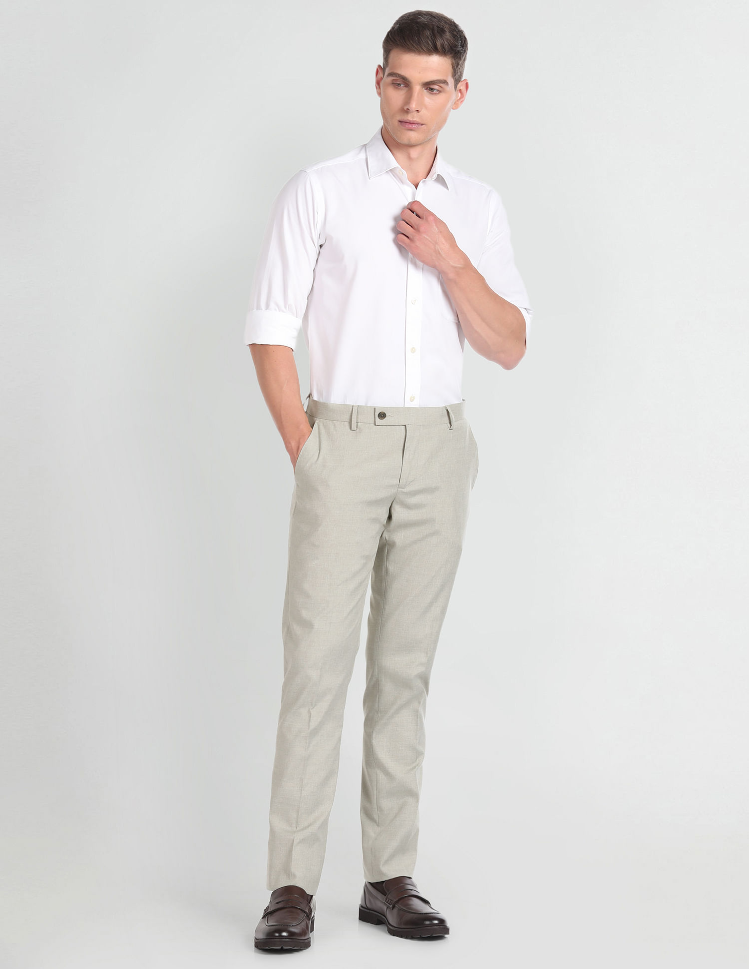 Arrow Mid Rise Heathered Formal Trousers