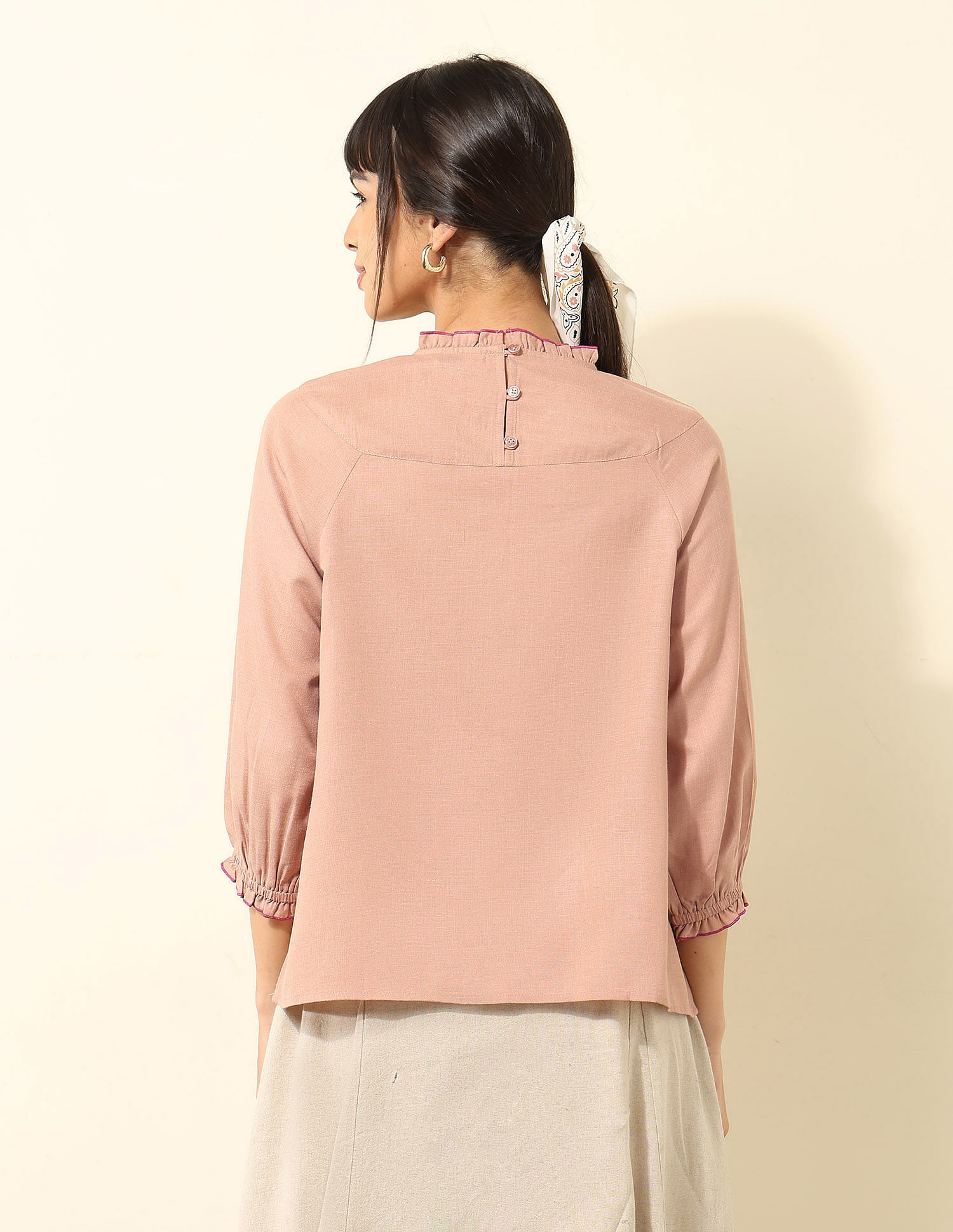 U.S. Polo Assn. Women Yoke Embroidered Frill Top