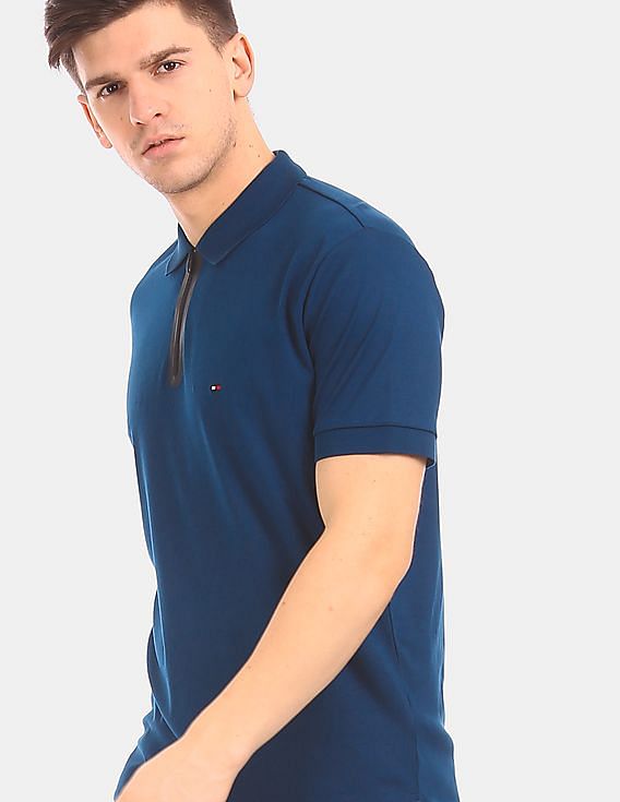 Tommy Hilfiger Mouline Tipped Slim Polo Shirt in Blue for Men Mens Clothing T-shirts Polo shirts 