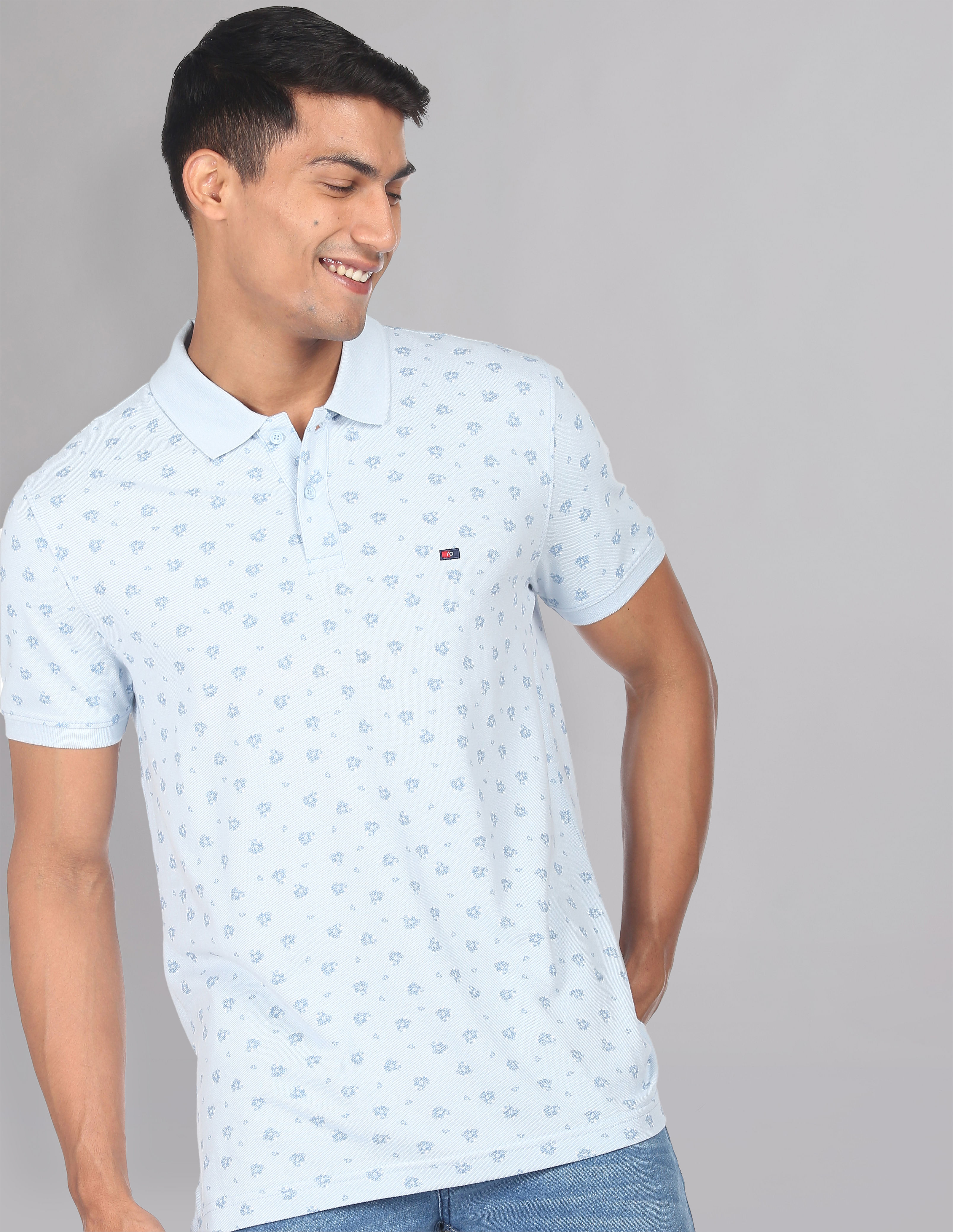 AD by Arvind All Over Print Cotton Polo Shirt