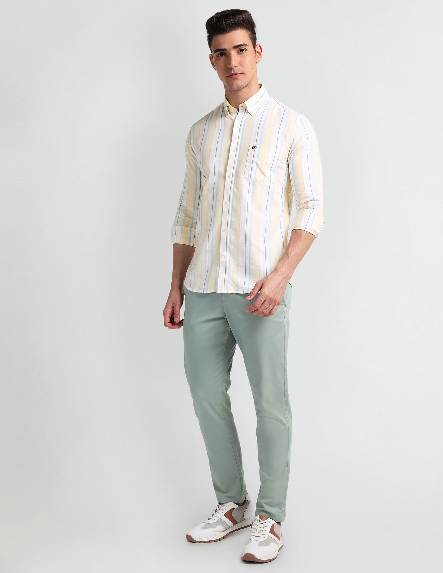 Arrow Sports vertical Stripe Oxford Shirt