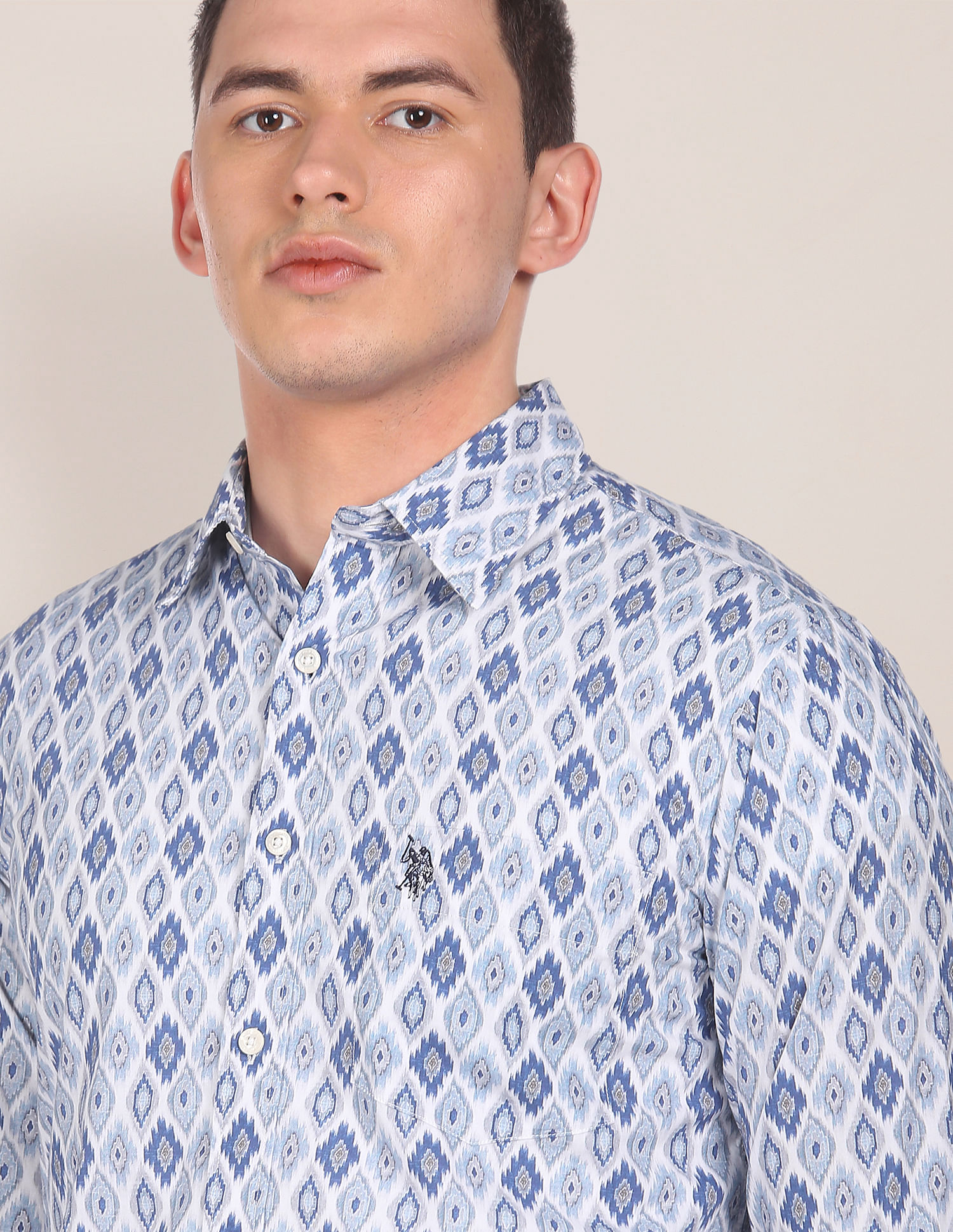 U.S. Polo Assn. Spread Collar Aztec Print Casual Shirt