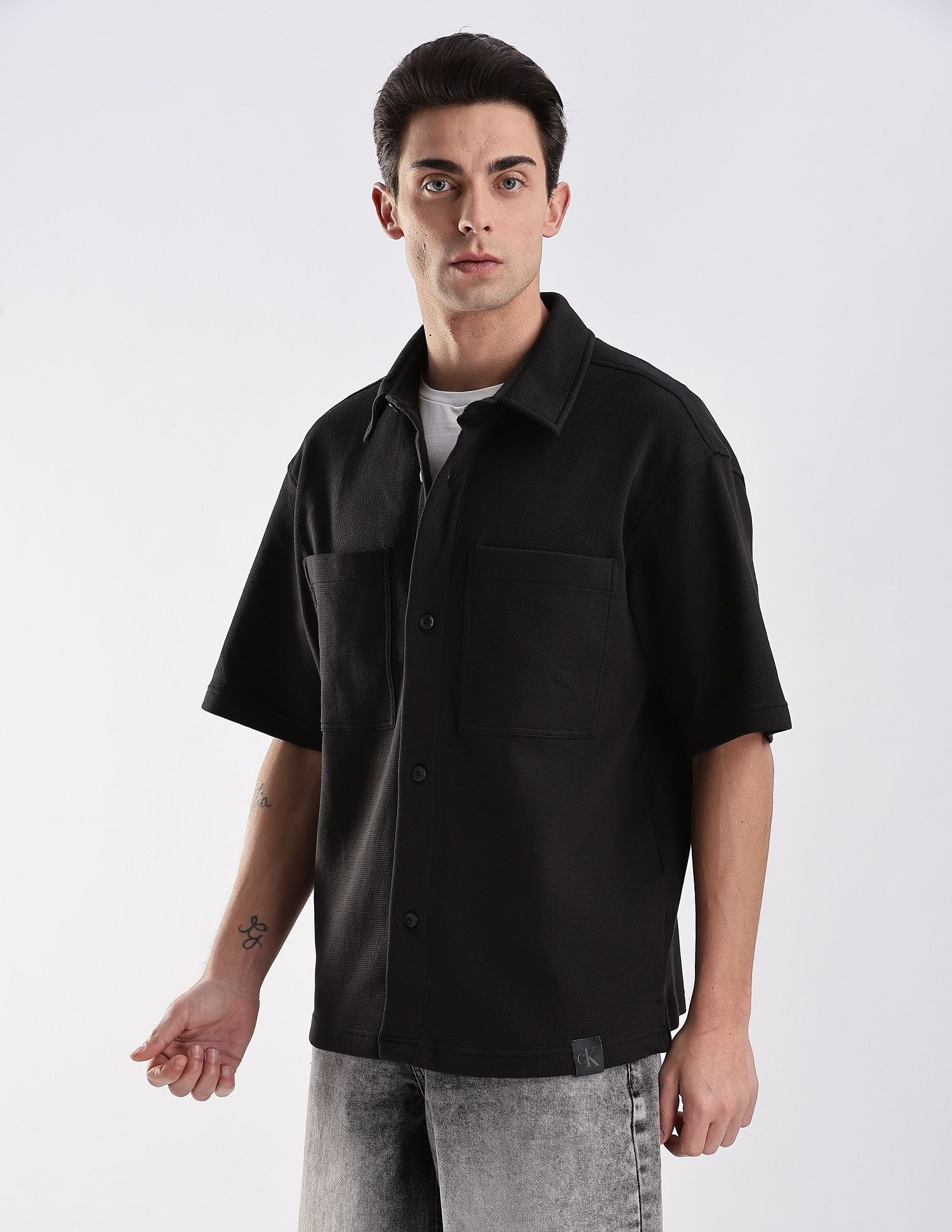 Calvin Klein Jeans Solid Relaxed Fit Woven Shirt