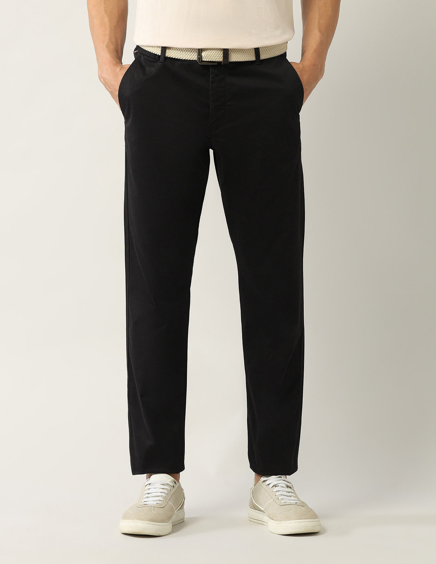 Arrow Sport Regular Fit Solid Mid Rise Trousers