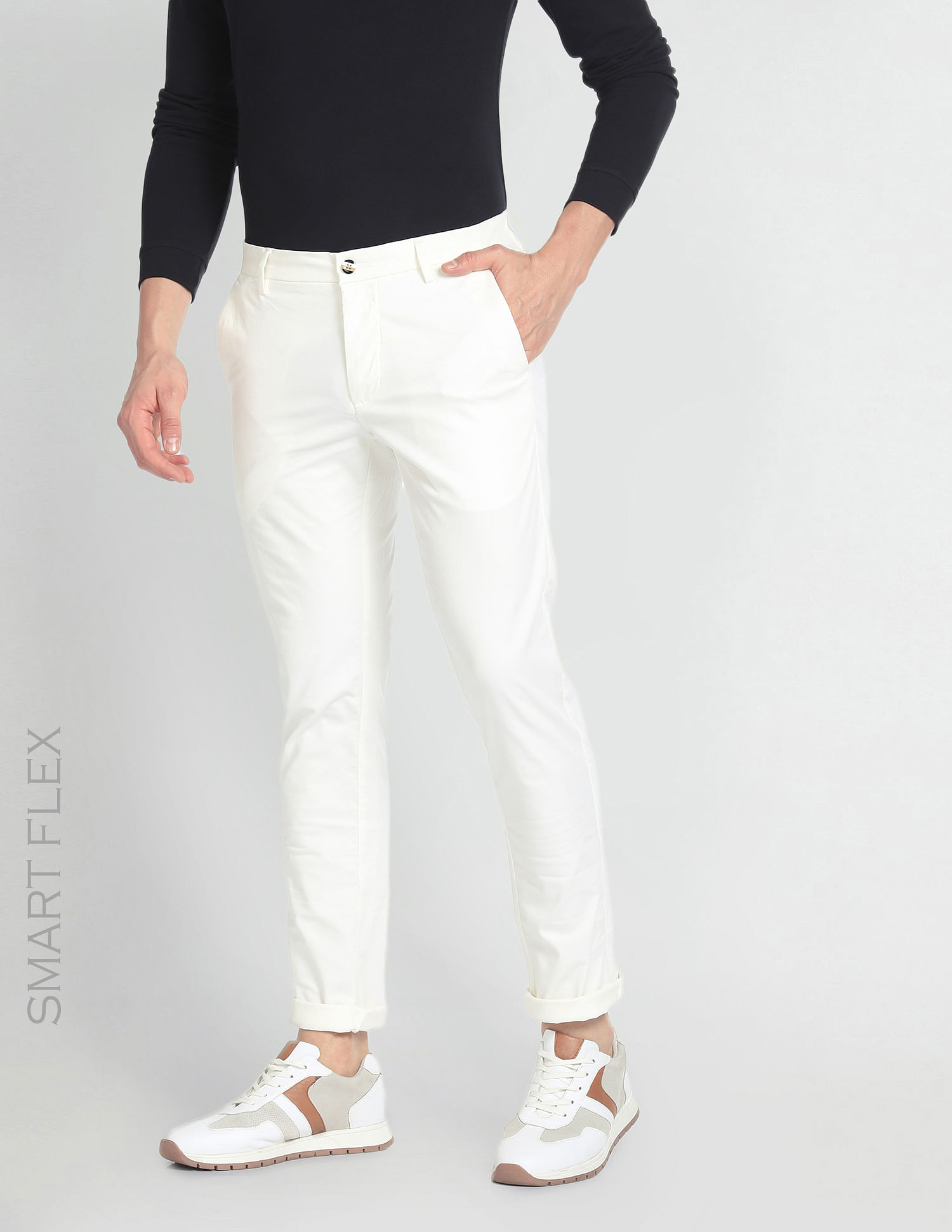 Buy Arrow Men Light Blue Jackson Super Slim Fit Smart Flex Formal Trousers  at Amazon.in