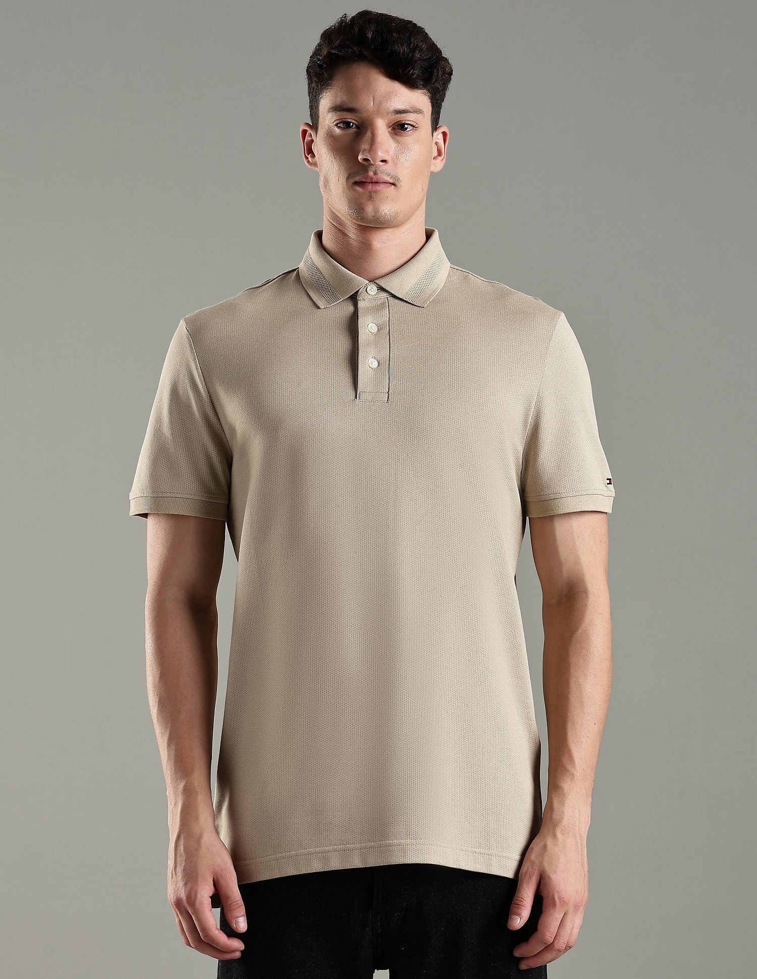 Tommy Hilfiger Solid Regular Fit Cotton Polo T-Shirt