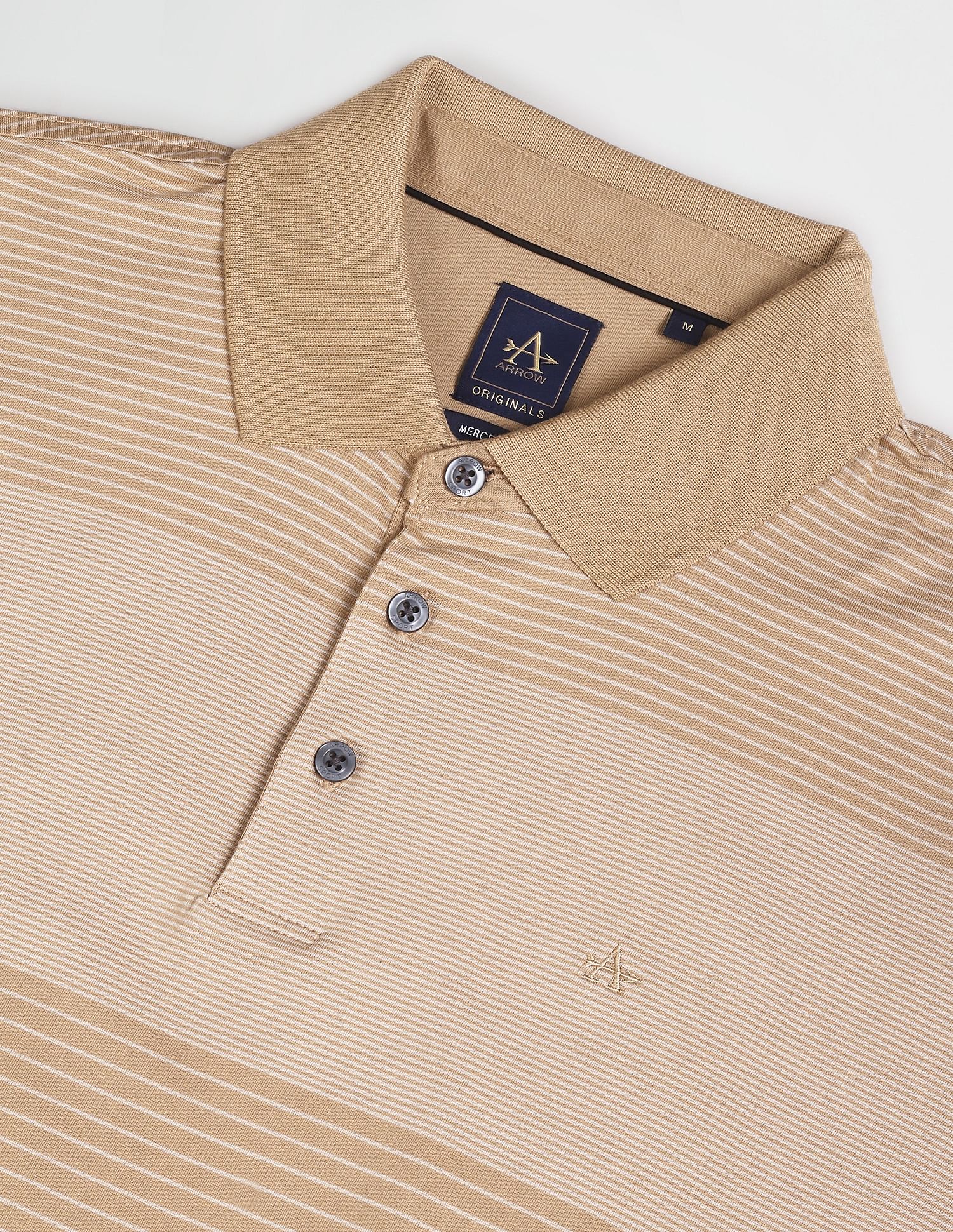 Arrow Horizontal Striped Mercerised Cotton Polo Shirt