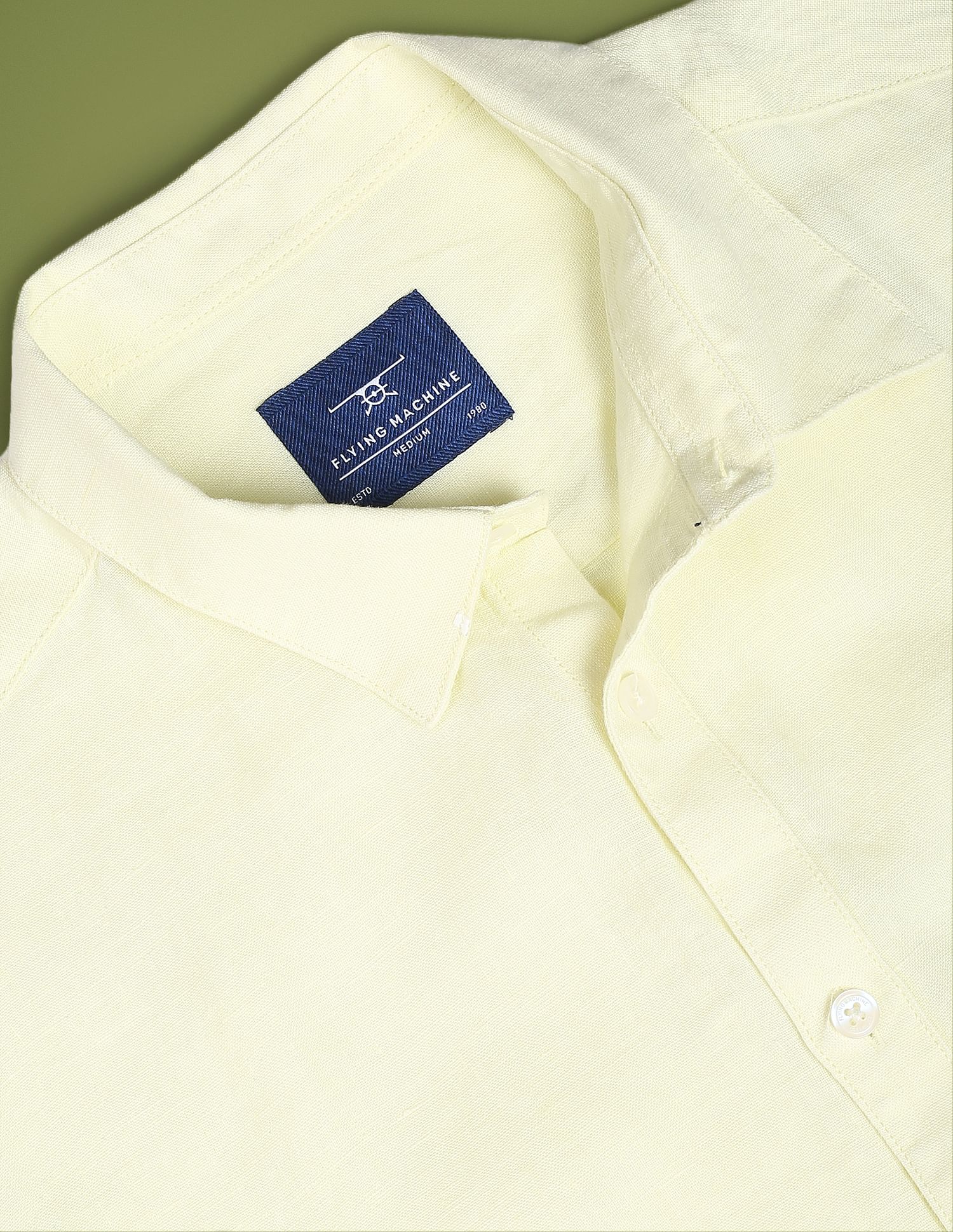 Flying Machine Solid Linen Shirt