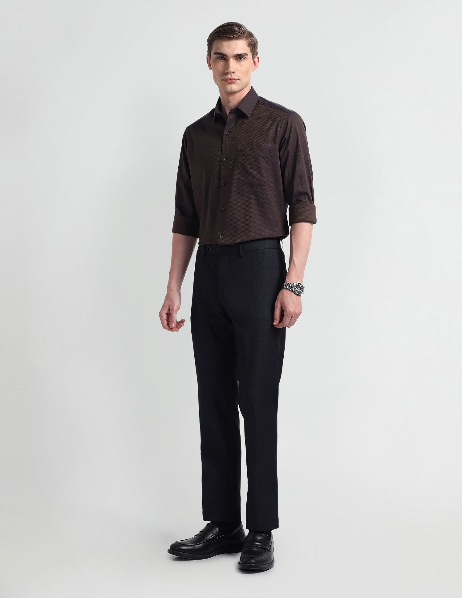 Arrow Manhattan Slim Fit Self-design Shirt