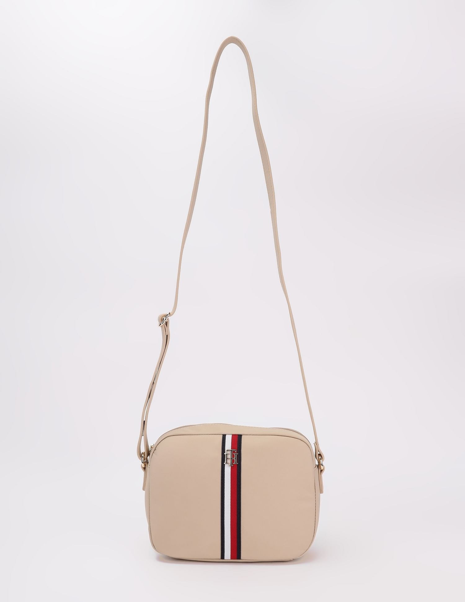 Tommy Hilfiger Solid Beige Nylon Sling Bag