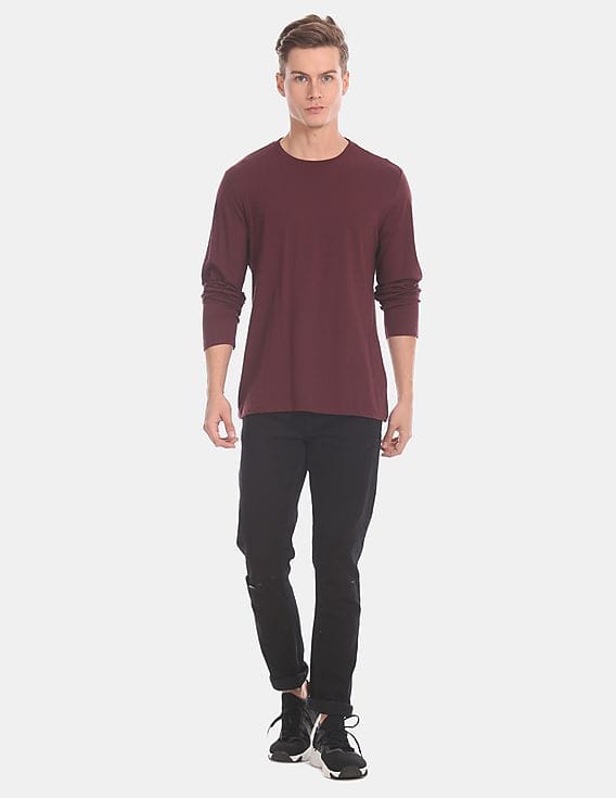 Buy GAP Red Long Sleeve Everyday Crew Neck T-Shirt - NNNOW.com