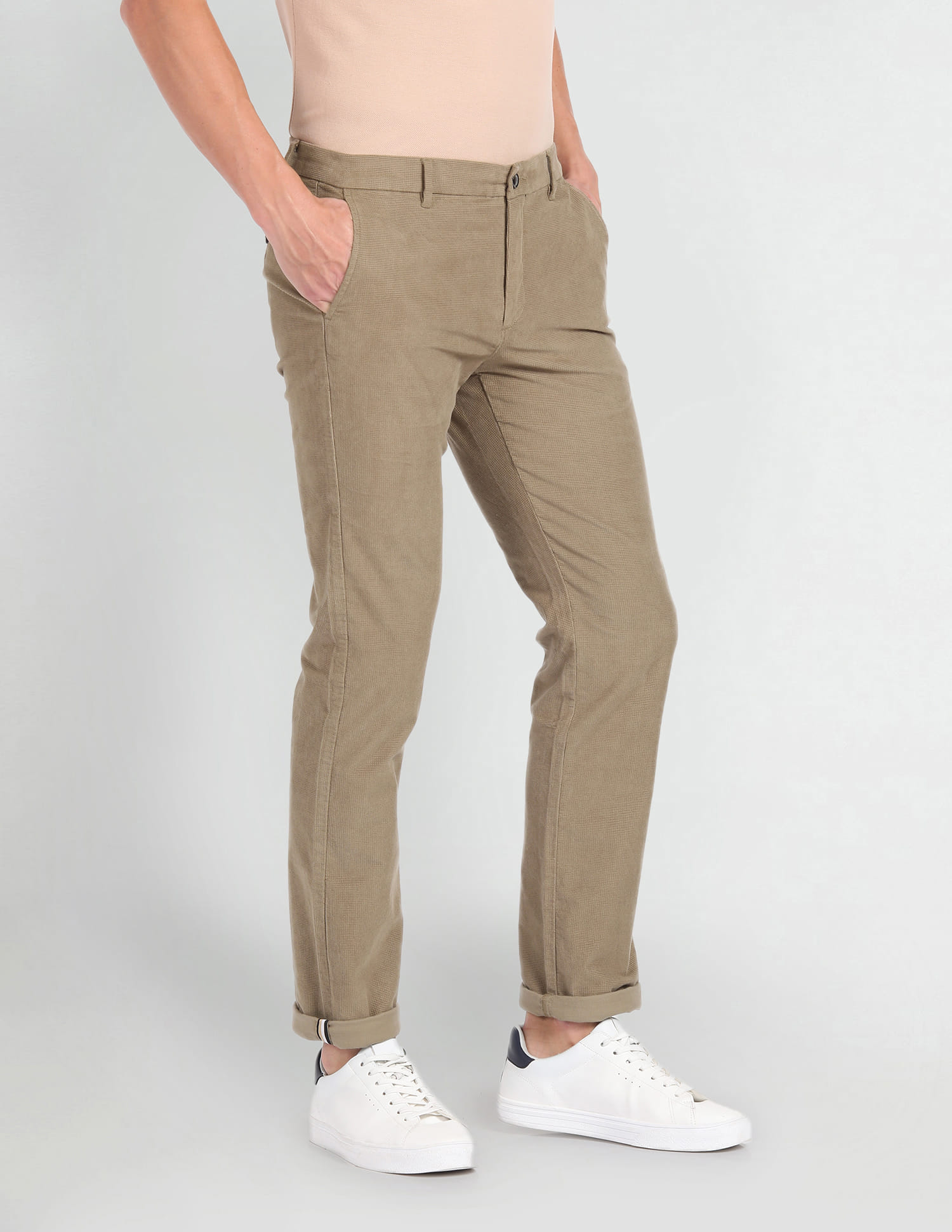 Buy Arrow Sports Solid Dobby Autoflex Trousers
