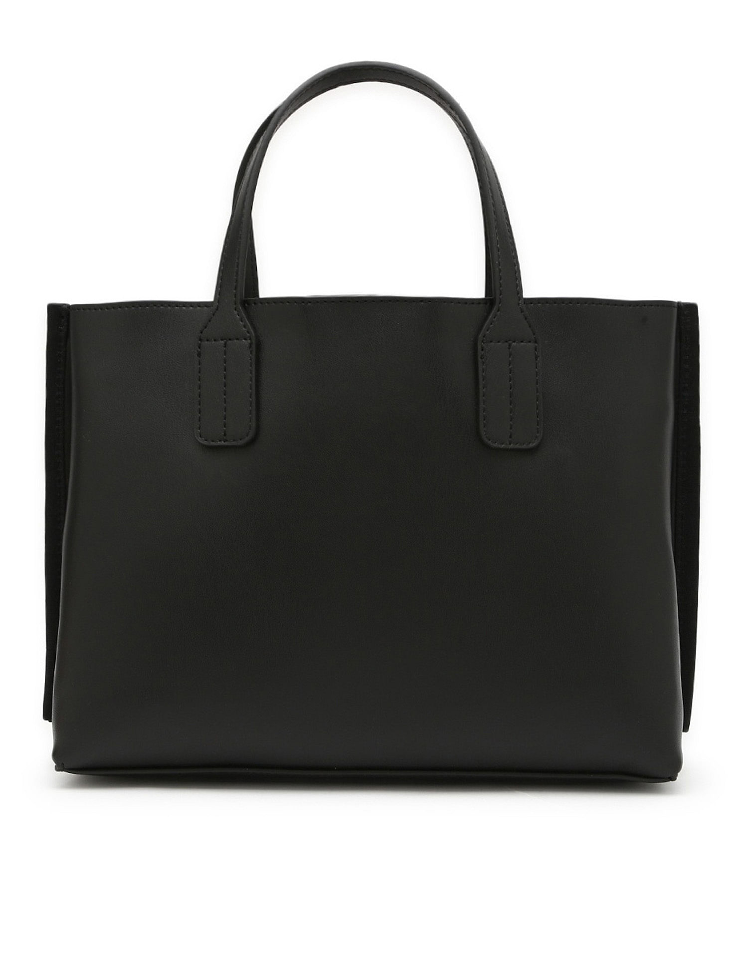 Tommy Hilfiger Solid Black Pu Handbags