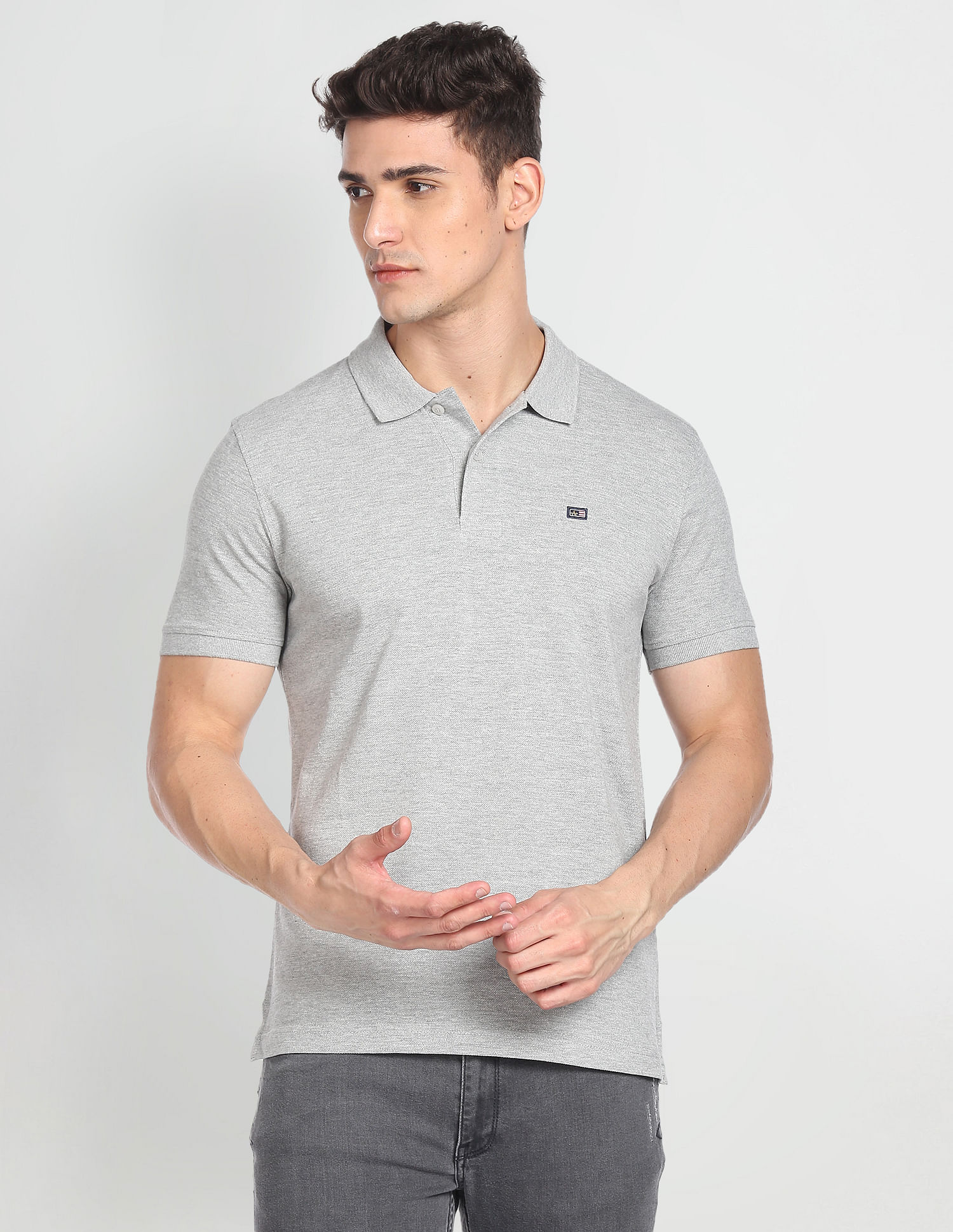 Arrow Sports Ribbed Cuff Heathered Polo Shirt