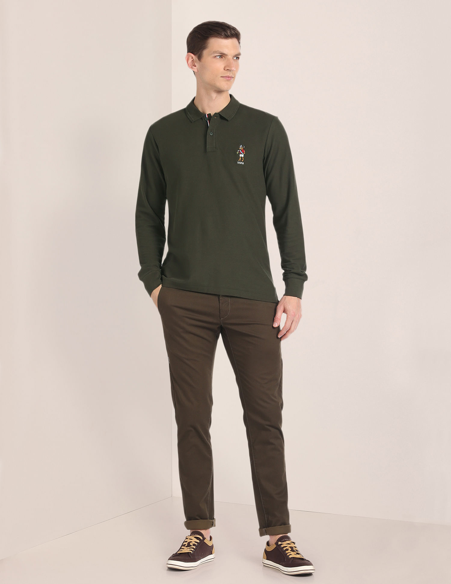 U.S. Polo Assn. Long Sleeve Solid Polo Shirt