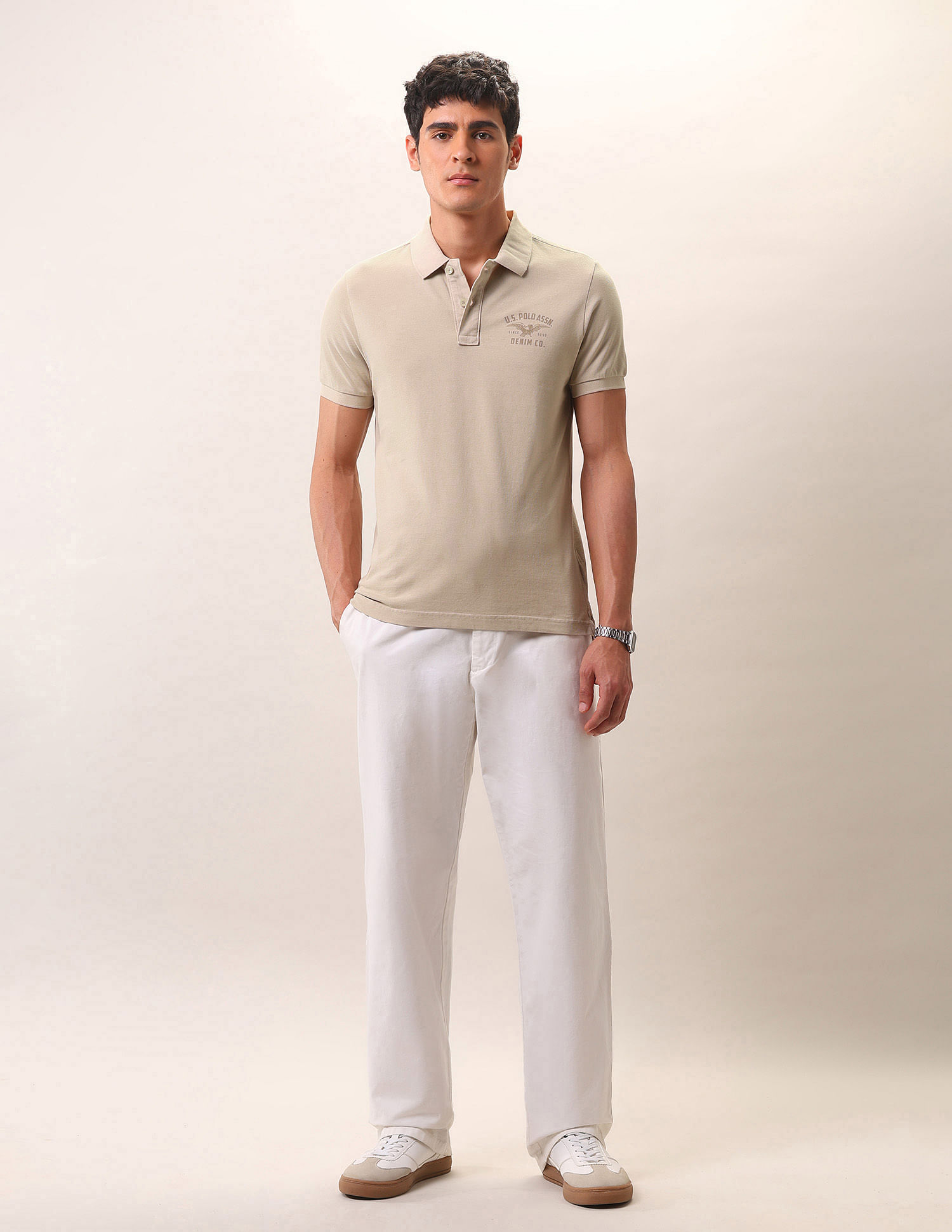 U.S. Polo Assn. Denim Co. Brand Printed Pure Cotton Polo Shirt