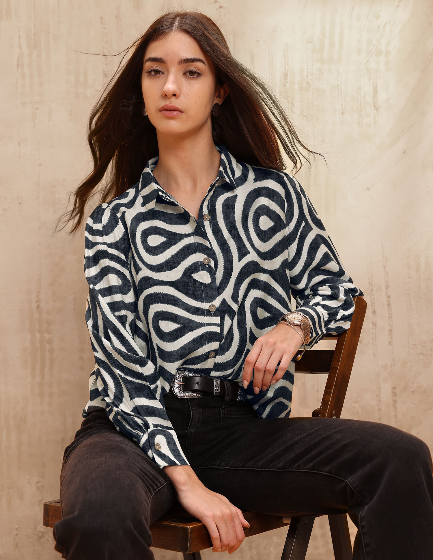 Buy Polo Women Abstract Printed Regular Fit Shirt