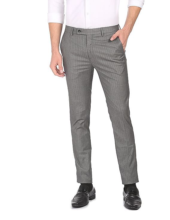 Buy V Dot Mens Stripes Black Casual Trouser online