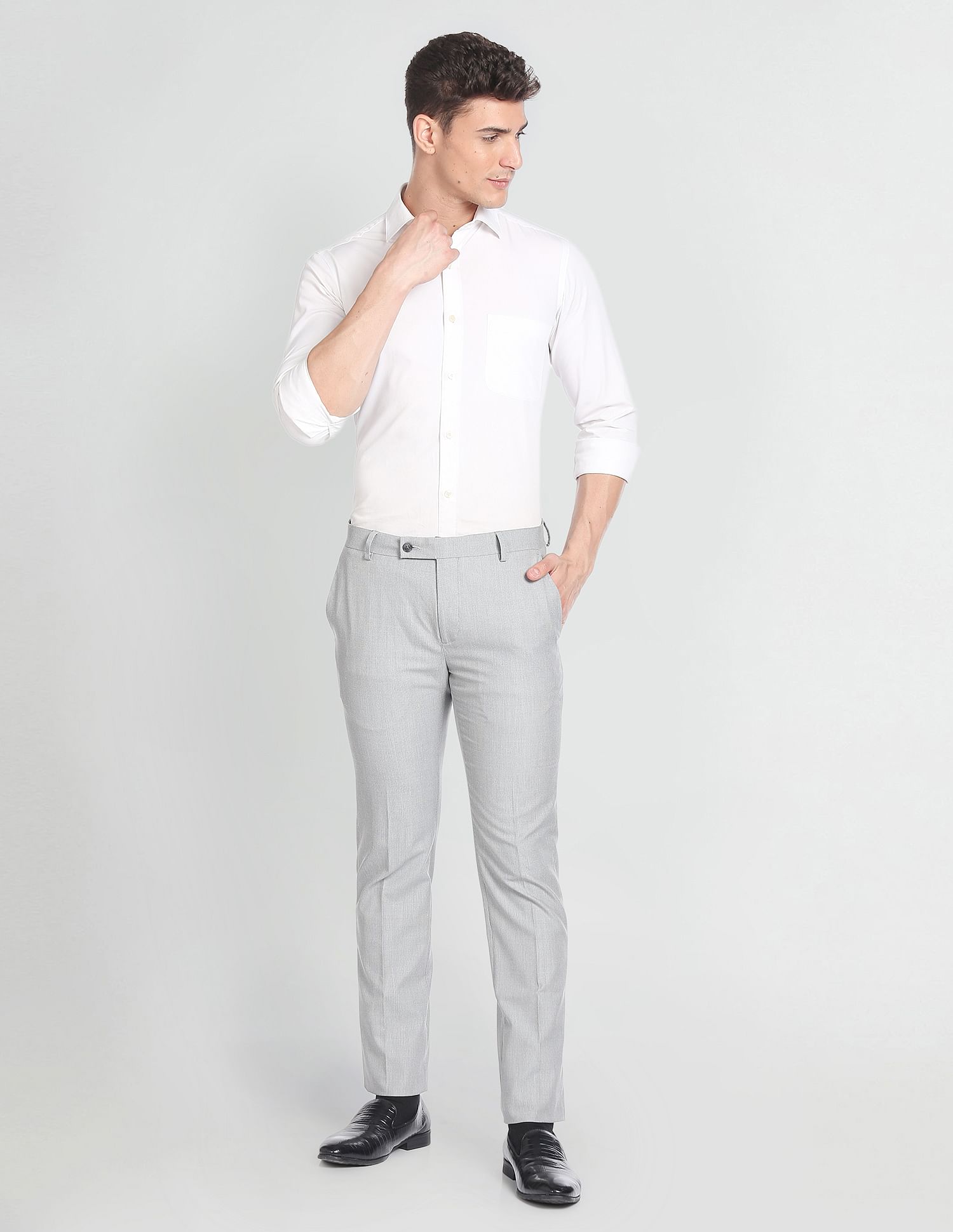 Arrow Tailored Regular Fit Dobby Formal Trousers