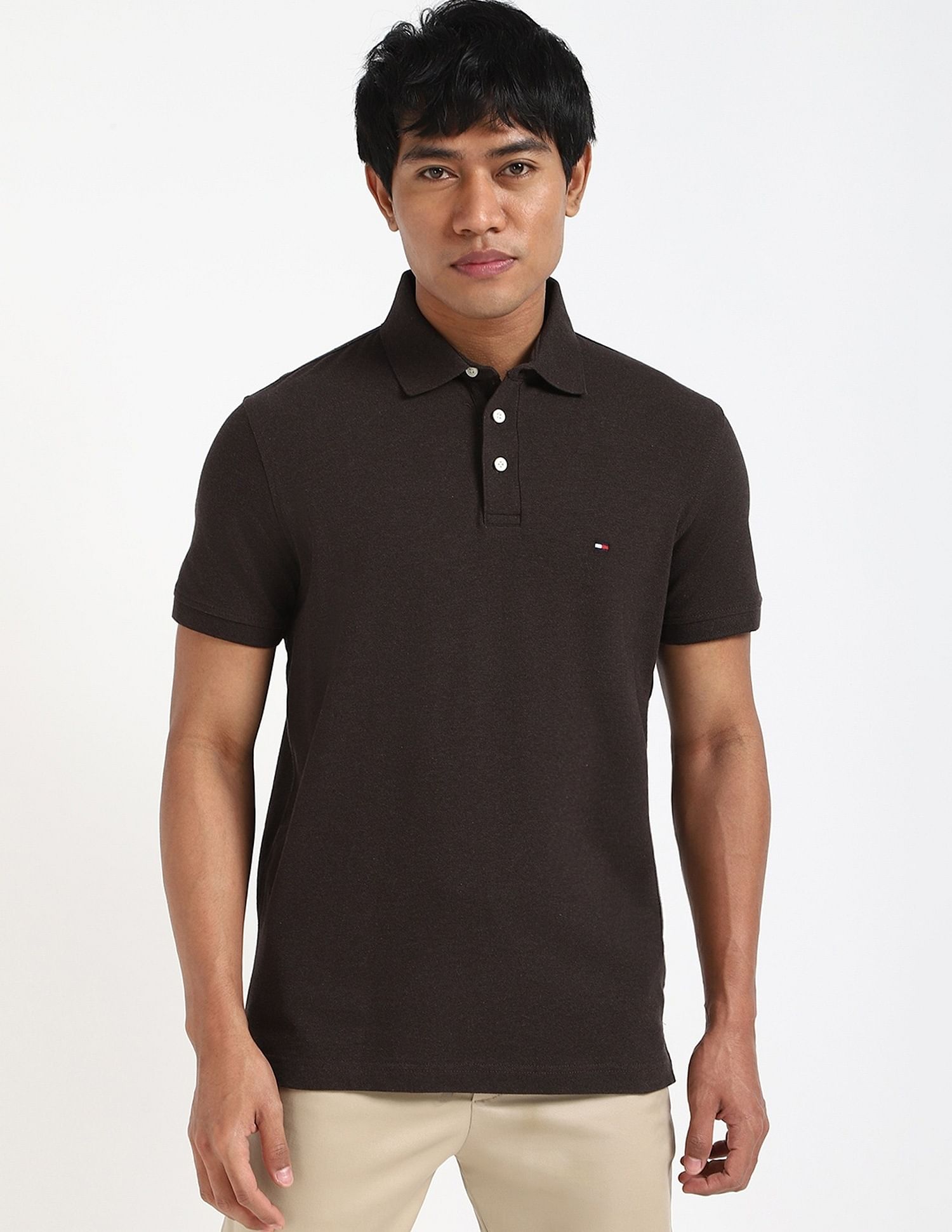 Tommy Hilfiger Solid Slim-Fit Cotton Polo Shirt